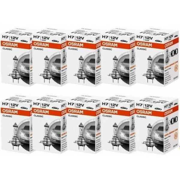 10 Adet 12V H7 Far Ampulü Classic Seri Çin Üretimi Orijinal Osram