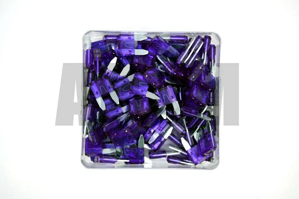 100 Adet 3A Mor Mini Oto Bıçak Sigorta 12V - 32V DC