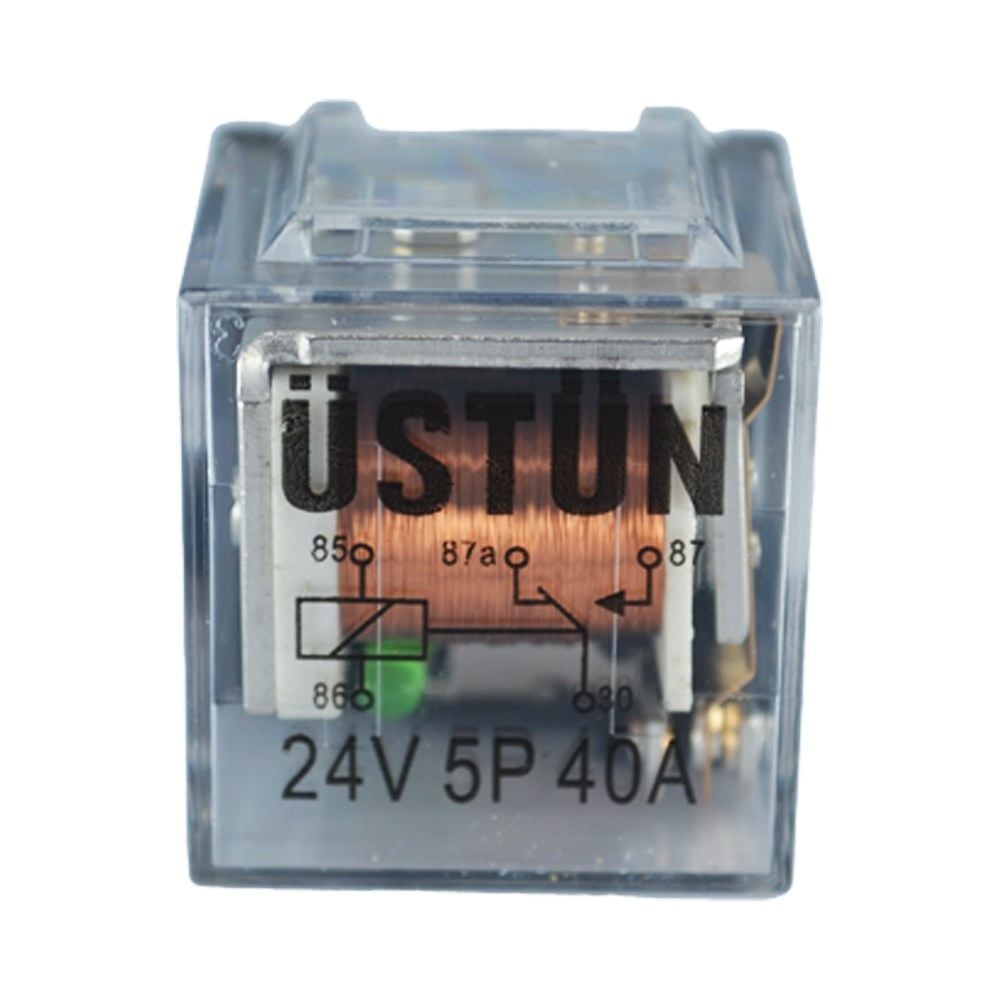 24V 40A LED'li Şeffaf Mini Röle 5 Fişli
