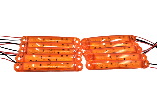 10 Adet Sarı Turuncu Parmak Lamba 9 Led Su Geçirmez 12V 24V