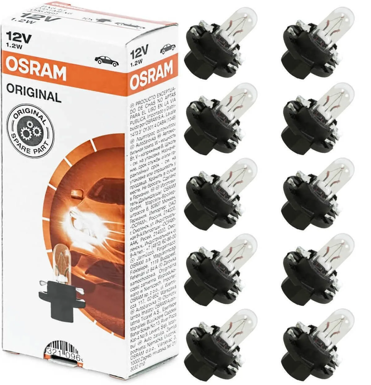 12V 1,2W Siyah Soketli Gösterge Kadran Ampulü 10 Adet 2351 Mfx