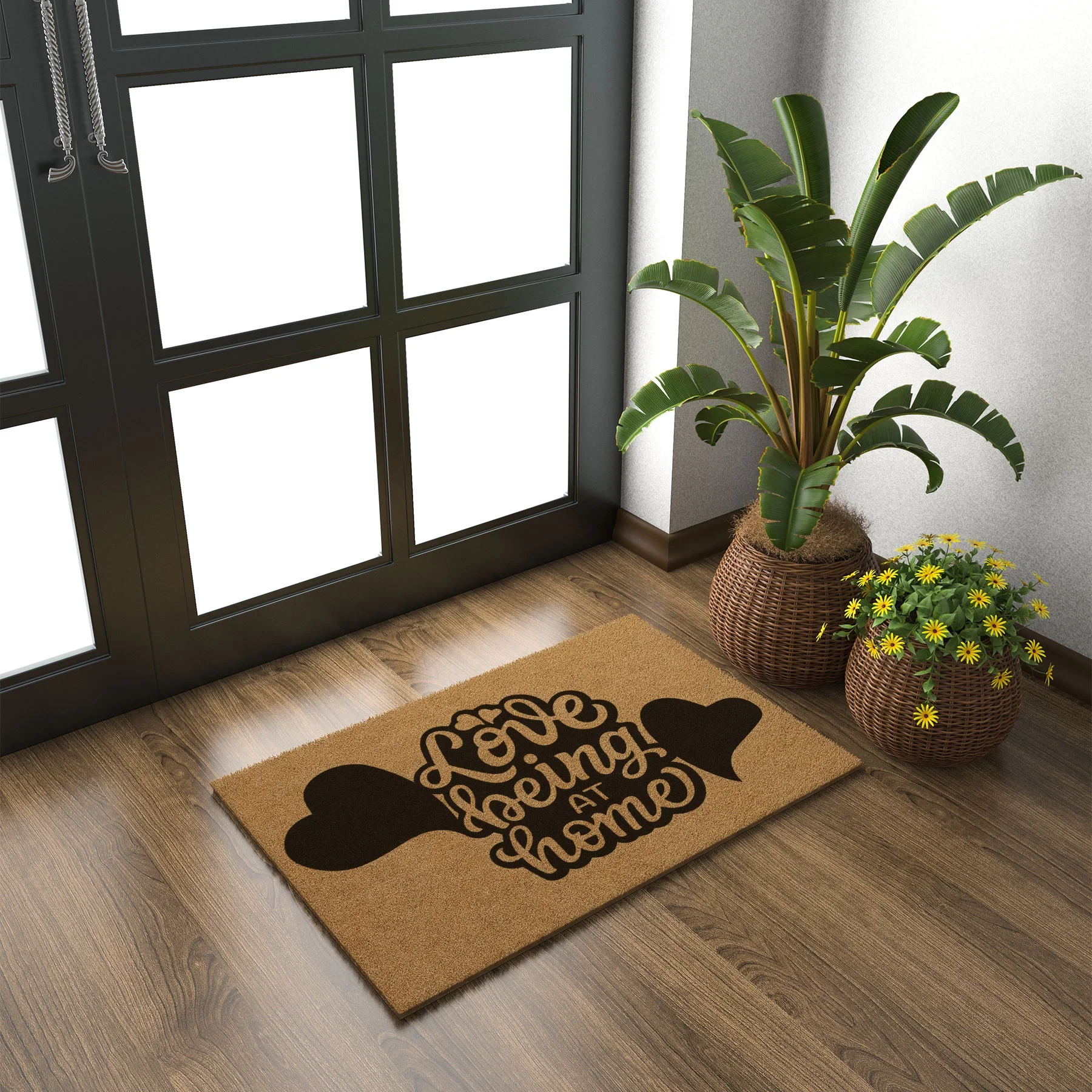 Decovetro Paspas Love Home Desenli Kapı Önü Paspası 40 x 60 Cm