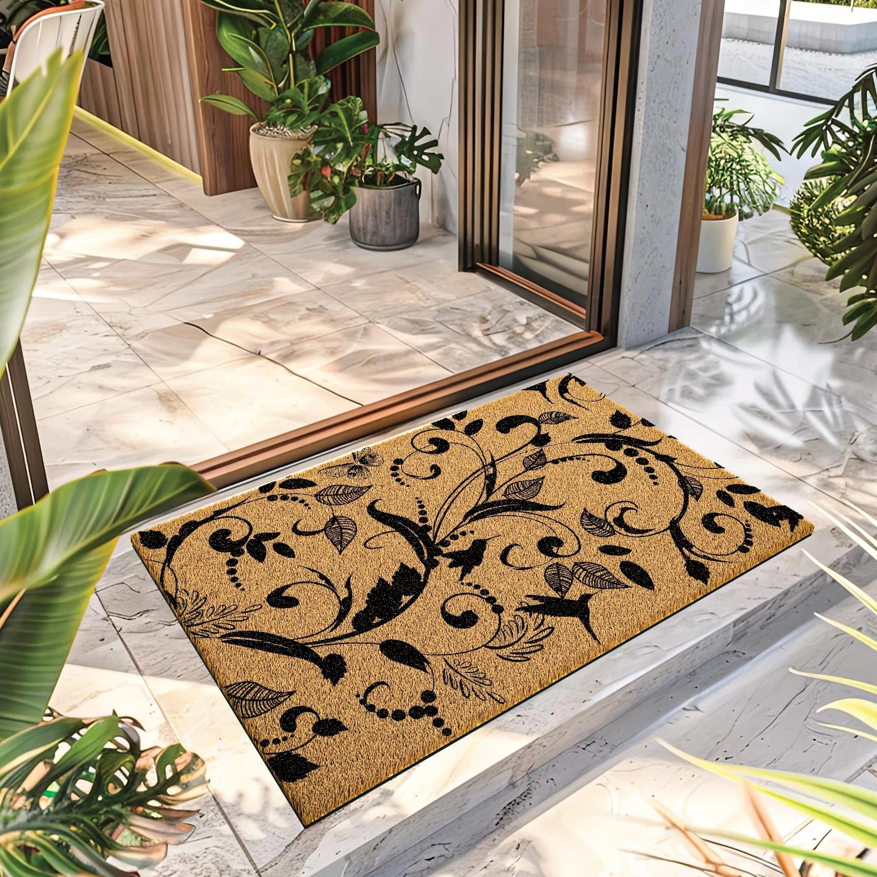 Decovetro Paspas Sarmaşık Desenli Kapı Önü Paspası40 x 60 Cm