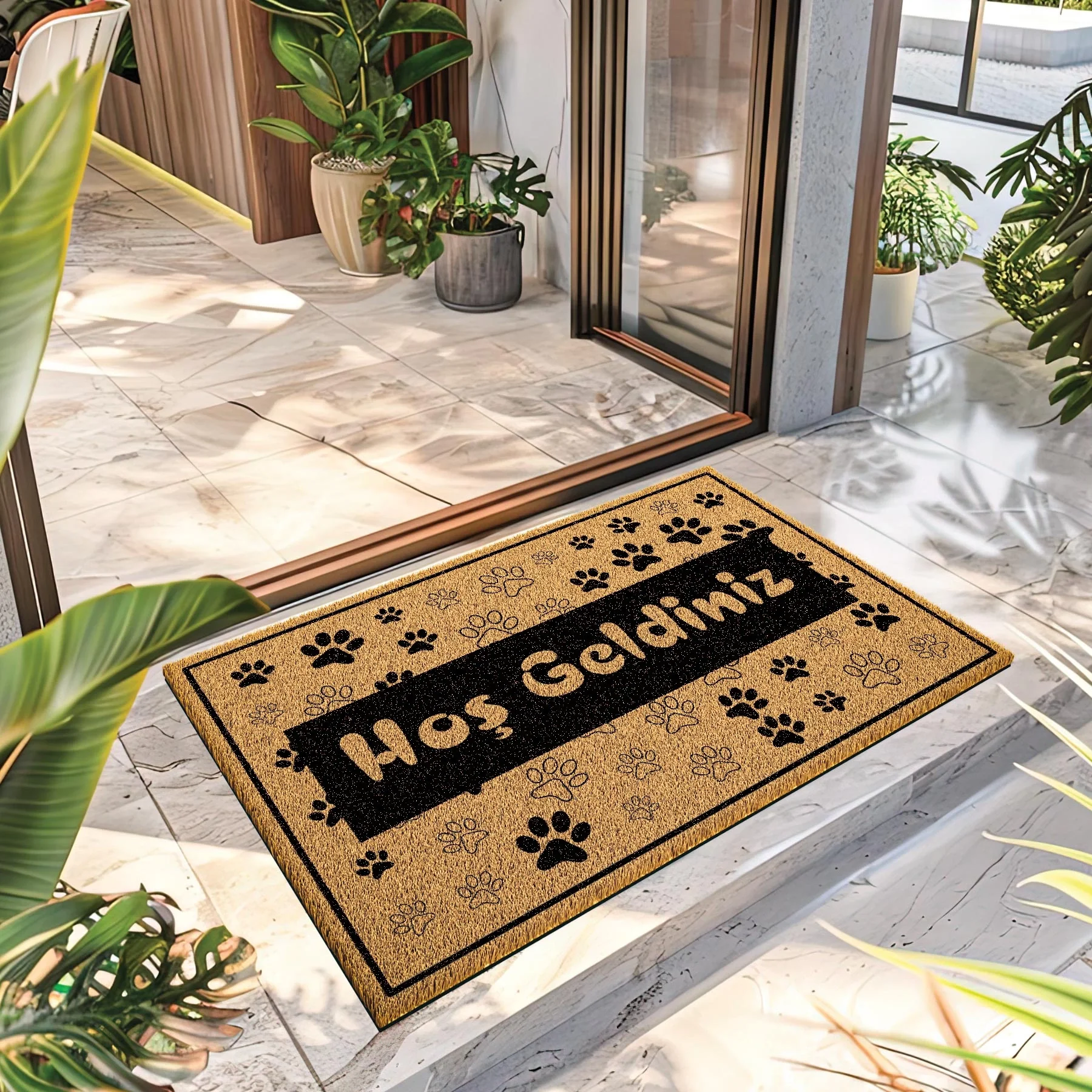 Decovetro Paspas Hoşgeldiniz Pati Desenli Kapı Önü Paspası 40 x 60 Cm