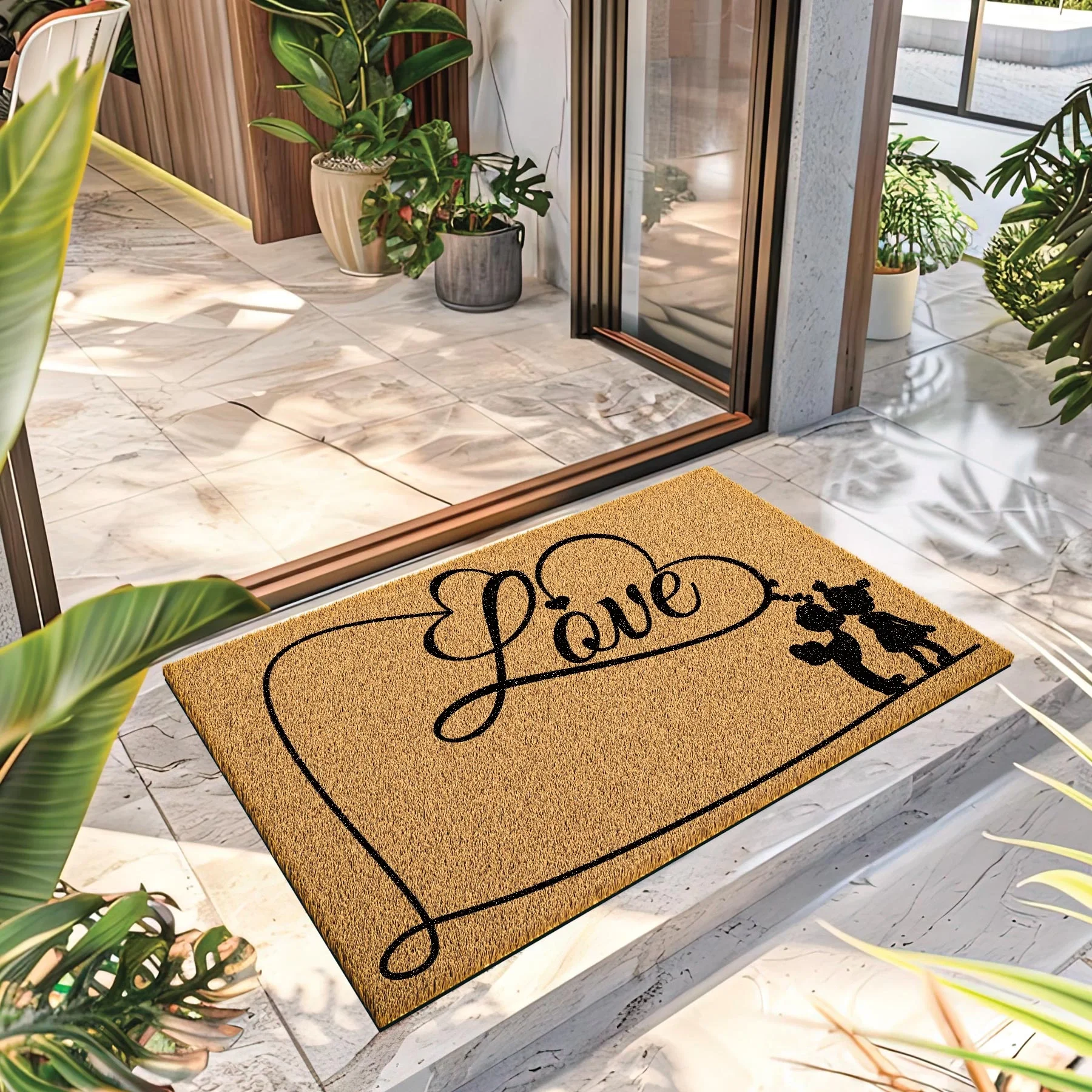 Decovetro Paspas Aşk Desenli Kapı Önü Paspası 40 x 60 Cm
