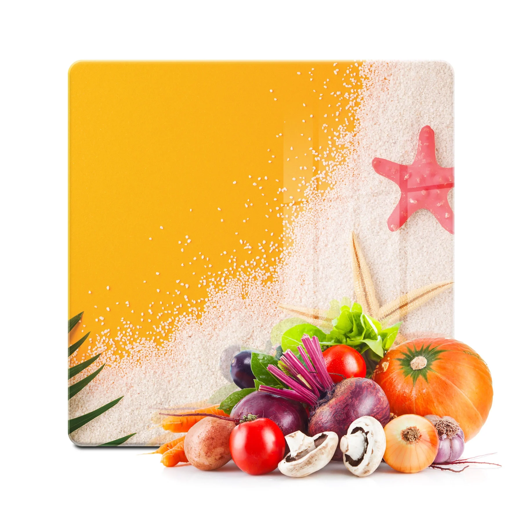 Decovetro Cam Kesme Tahtası ve Sunumluk Kare Deniz Yıldızı Desenli 30x30 Cm