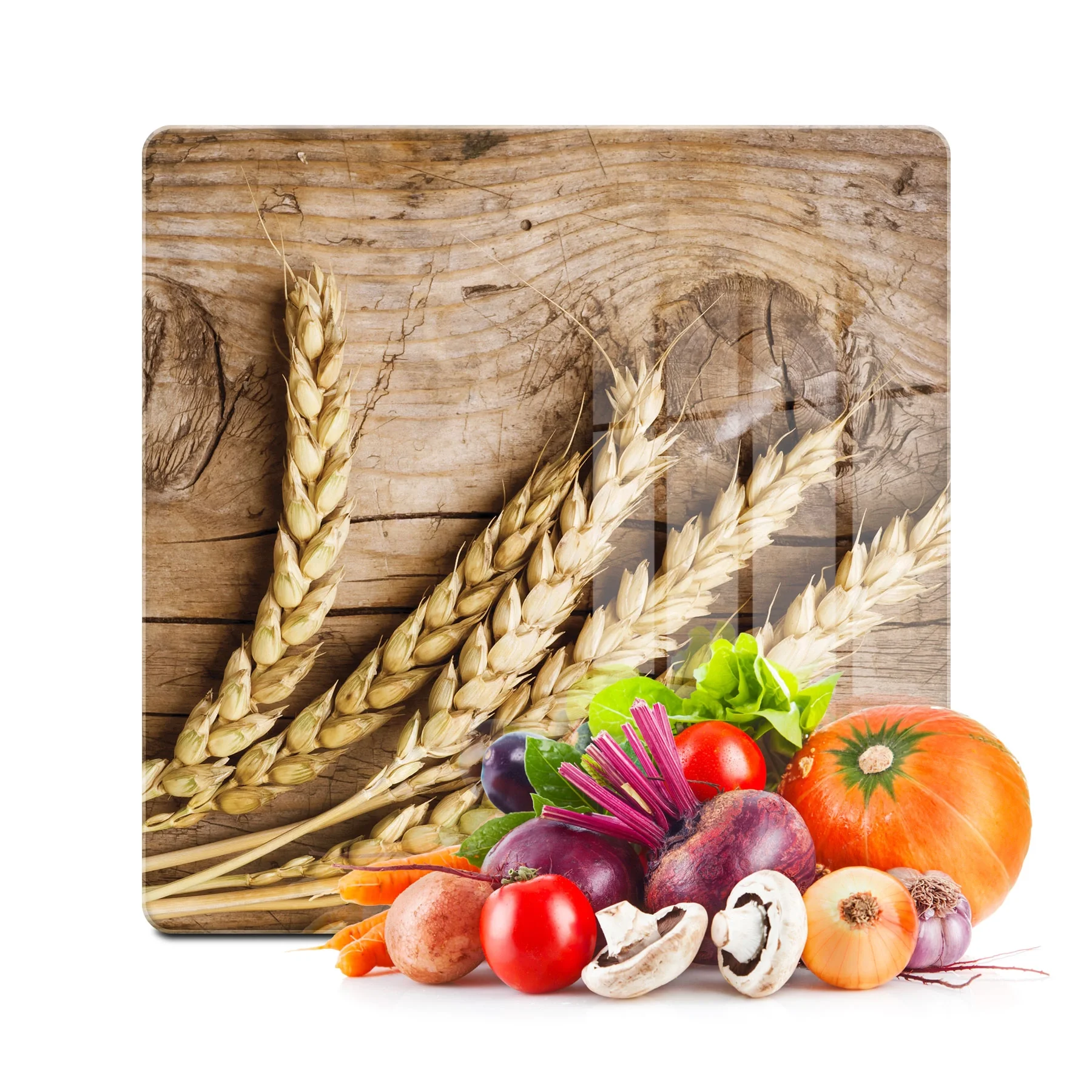 Decovetro Cam Kesme Tahtası ve Sunumluk Kare Burçak Desenli 30x30 Cm