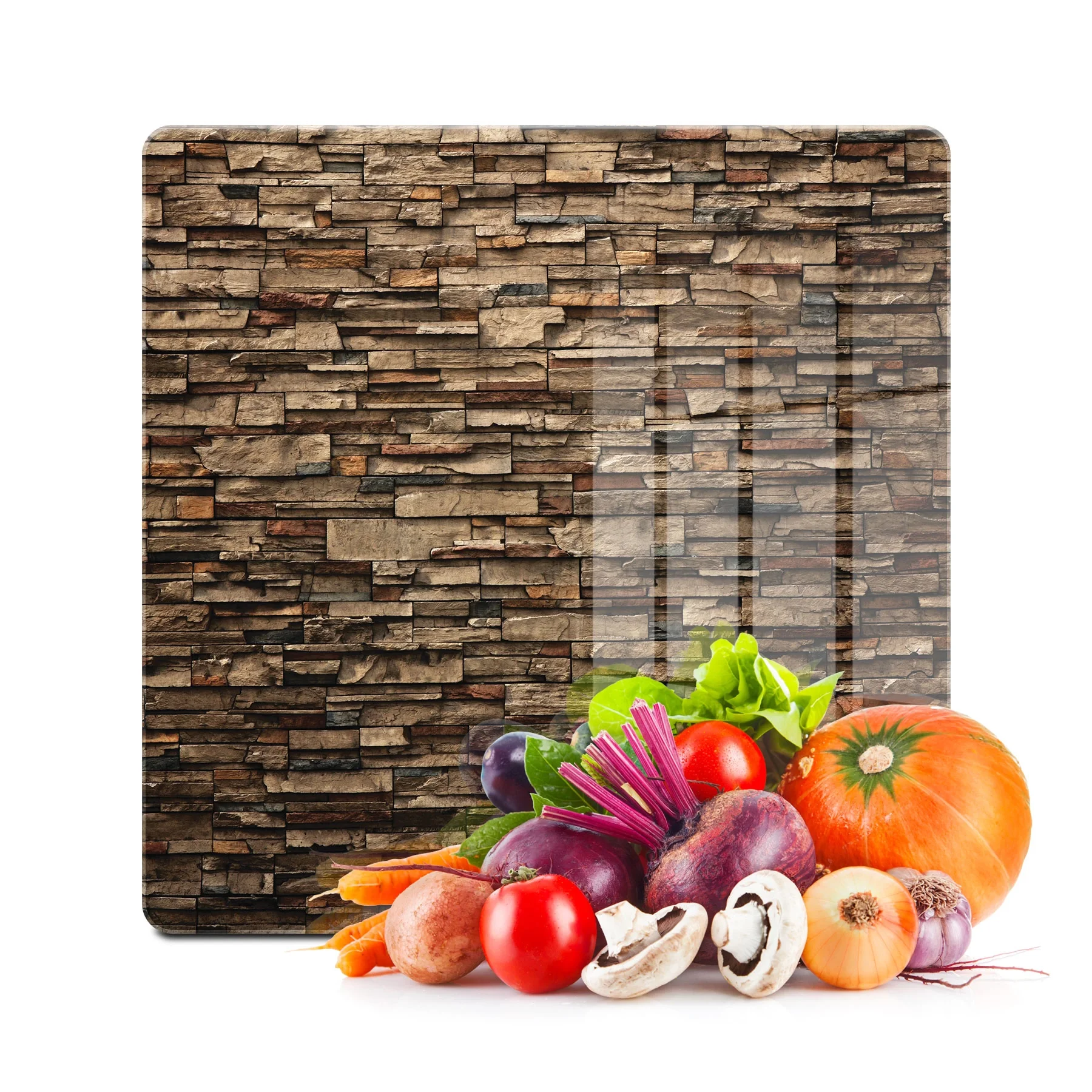 Decovetro Cam Kesme Tahtası ve Sunumluk Kare Dekoratif Taş desenli 30x30 Cm