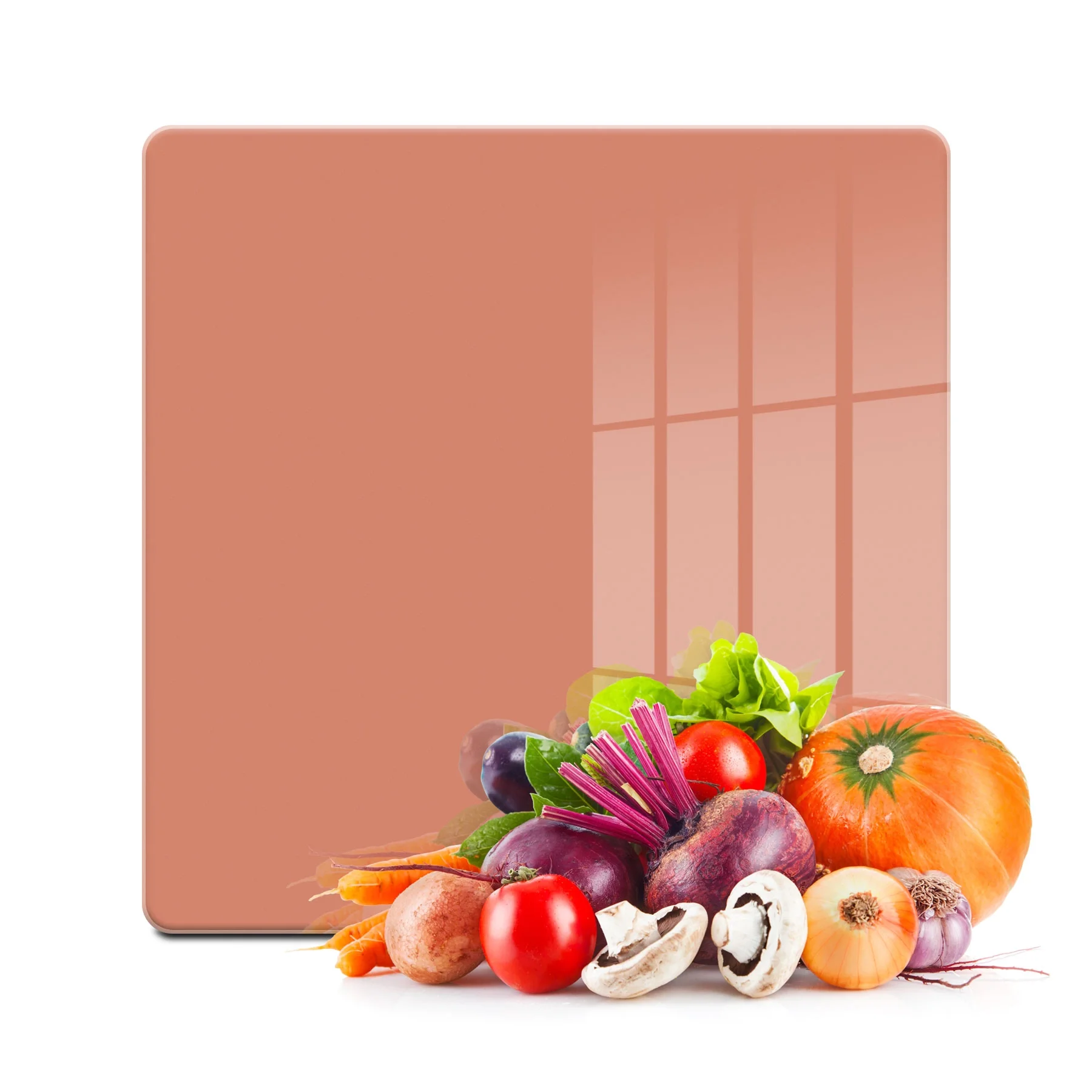 Decovetro Cam Kesme Tahtası ve Sunumluk Kare Somon Rengi 30x30 Cm