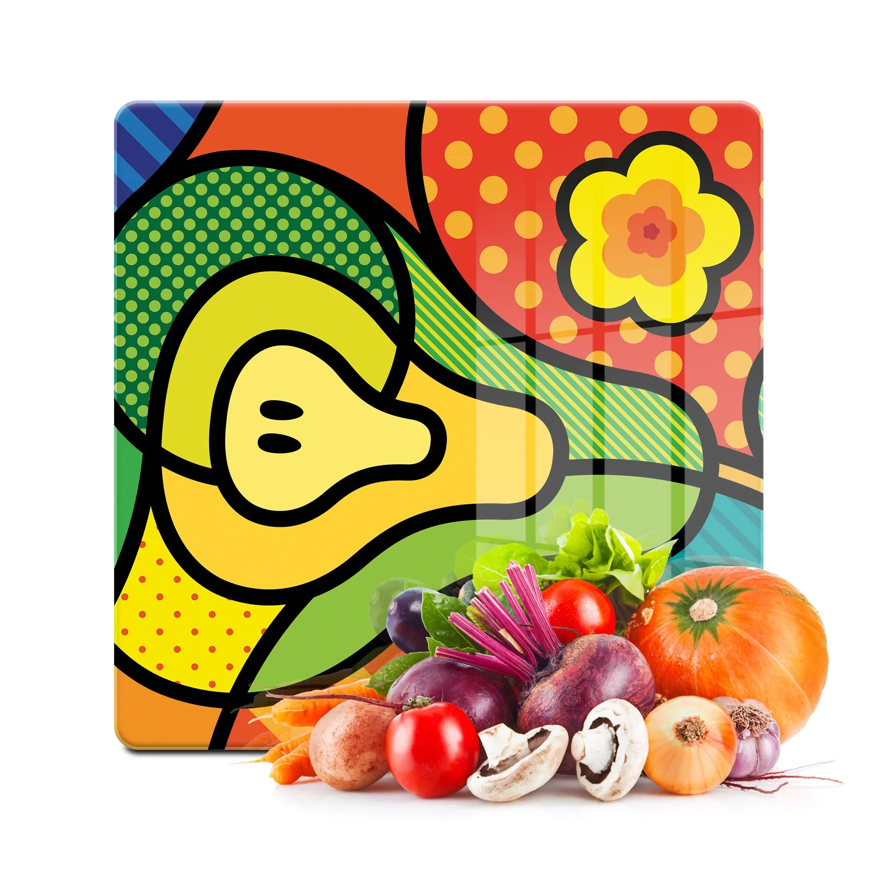 Decovetro Cam Kesme Tahtası ve Sunumluk Kare Armut Desenli 30x30 Cm