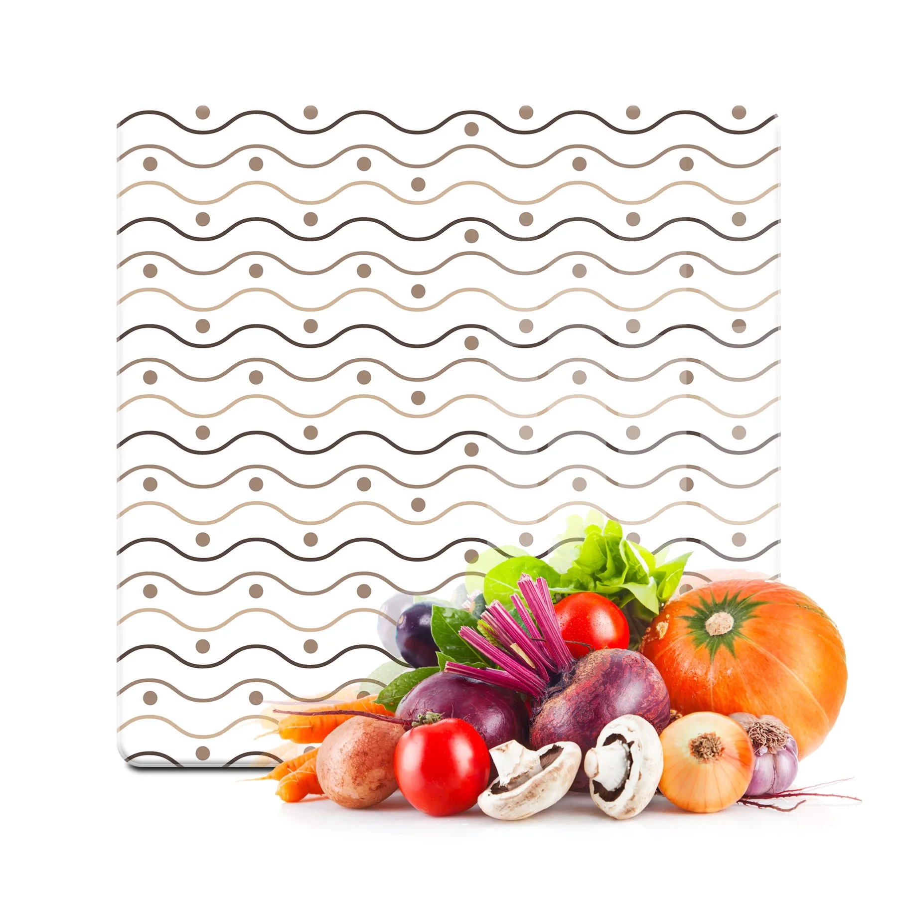 Decovetro Cam Kesme Tahtası ve Sunumluk Kare Dalgalı Nokta Desenli 30x30 Cm