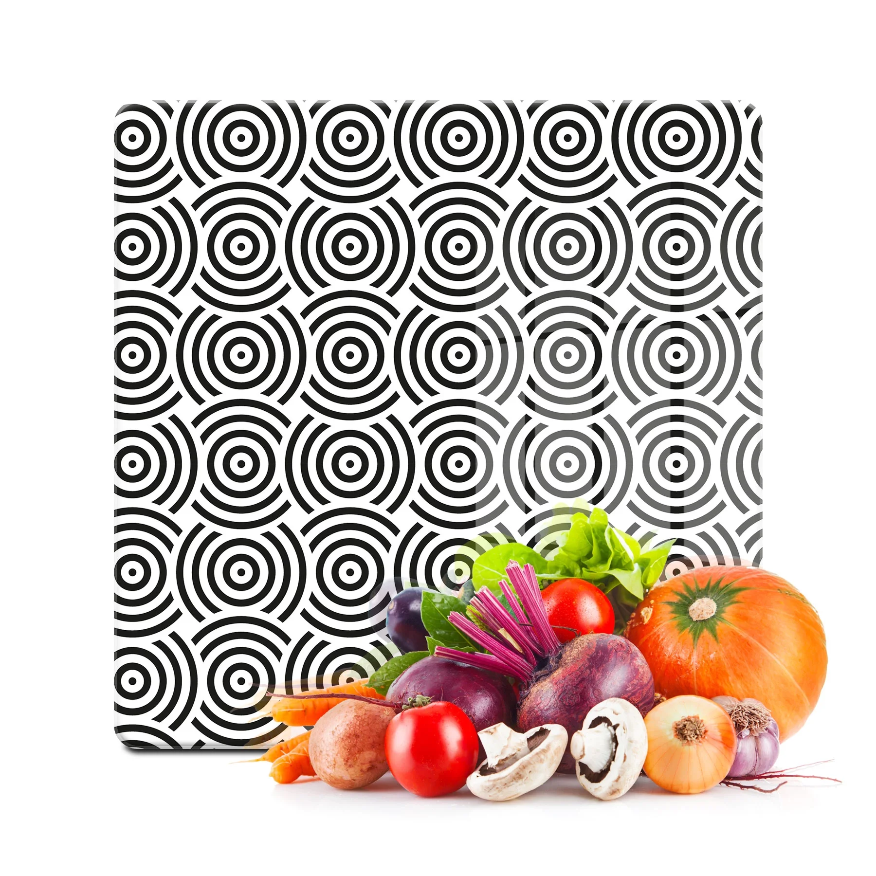 Decovetro Cam Kesme Tahtası ve Sunumluk Kare Geometrik Çizgiler Desenli 30x30 Cm