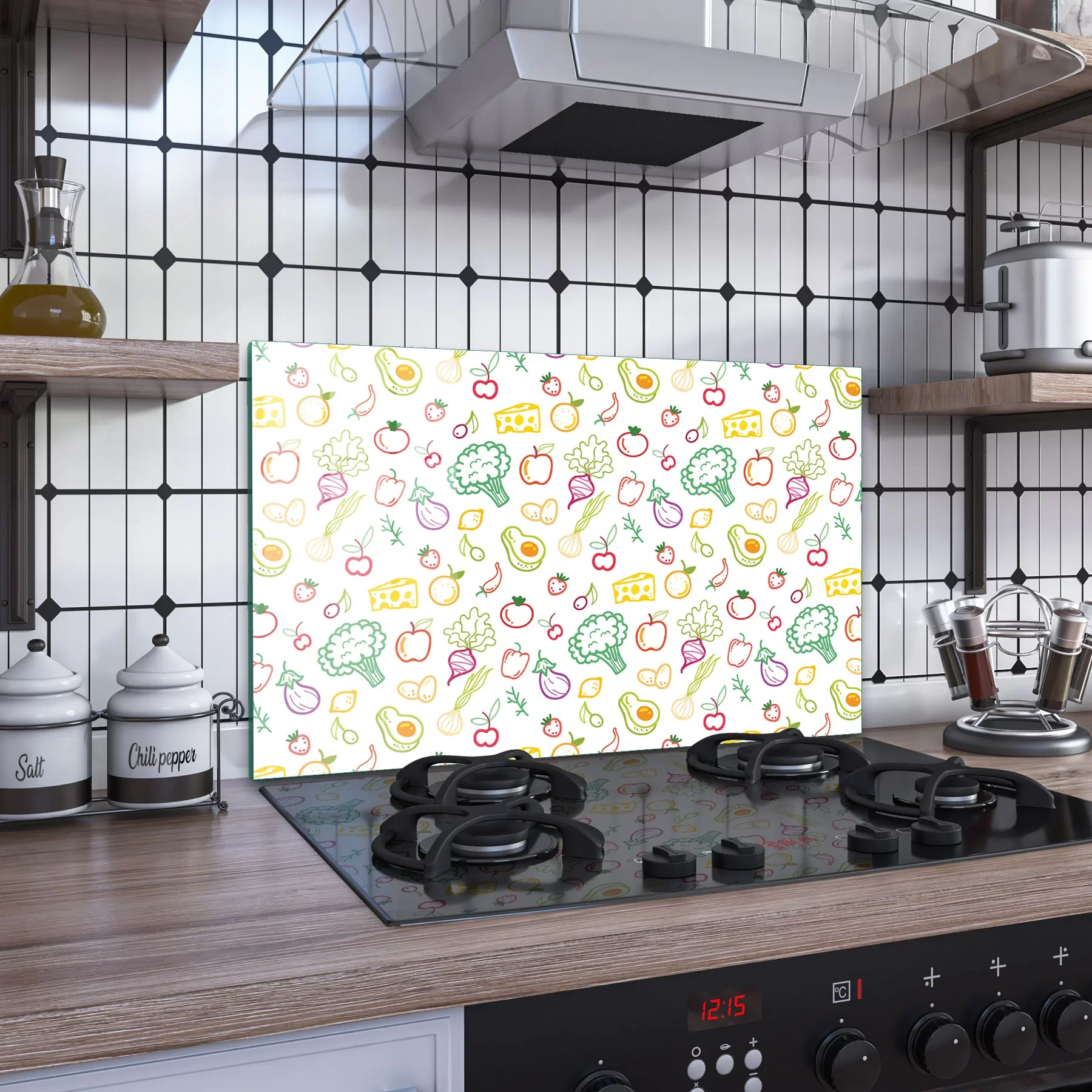 Decovetro Ocak Arkası Koruyucu Sebze Desenli 76x50cm