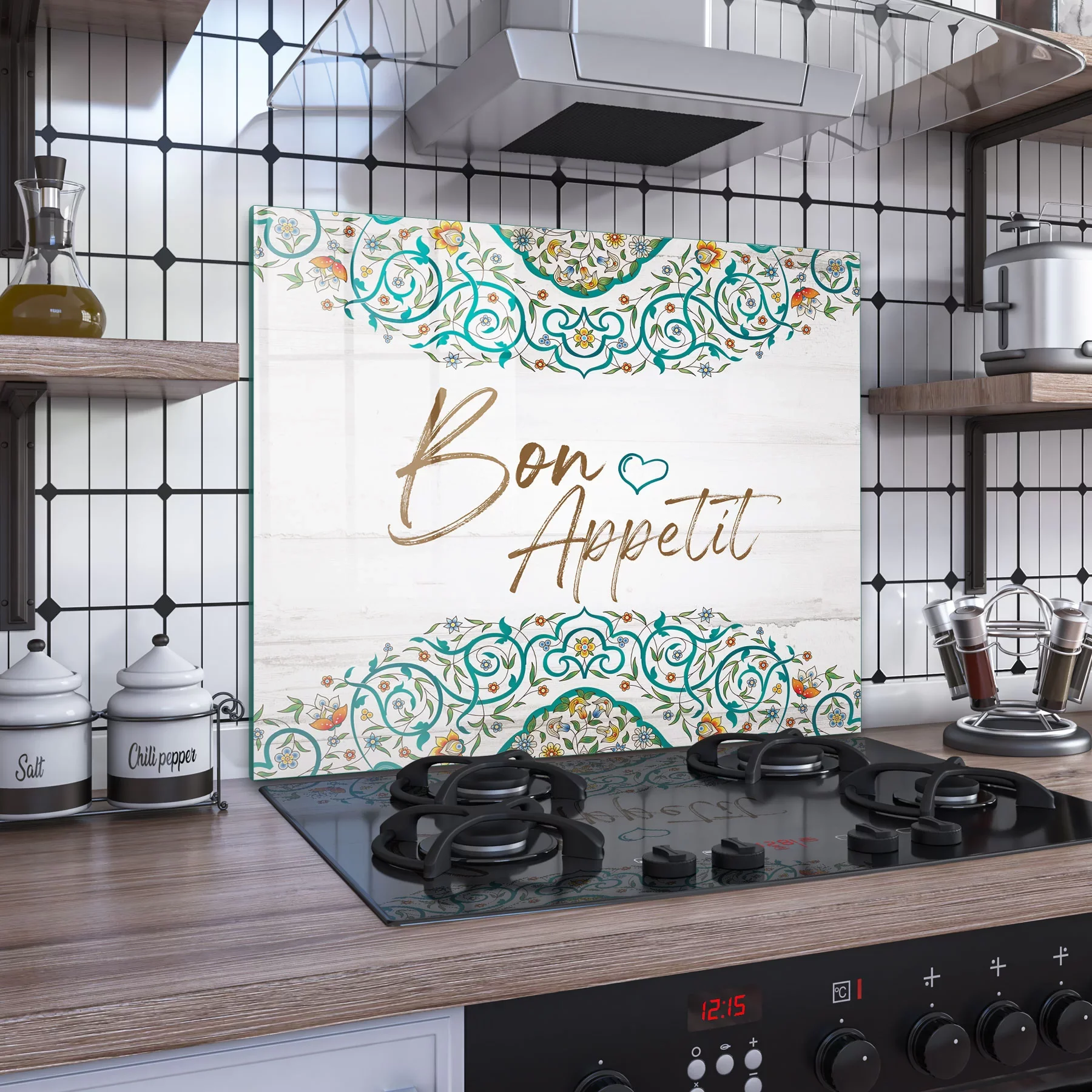 Decovetro Ocak Arkası Koruyucu Bon Appetit Desenli 60x52cm