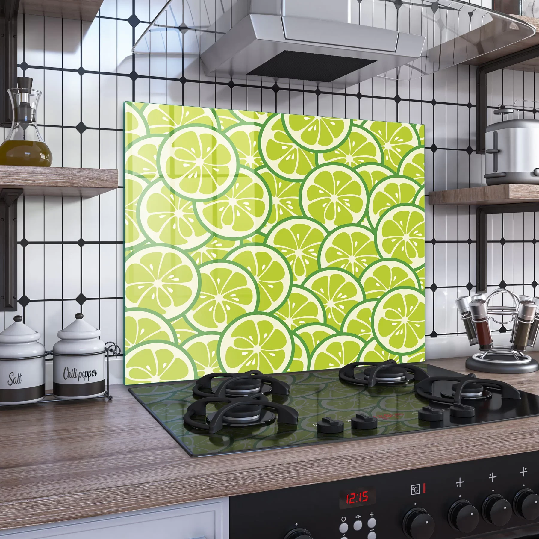 Decovetro Ocak Arkası Koruyucu Misket Limon Desenli 60x52cm
