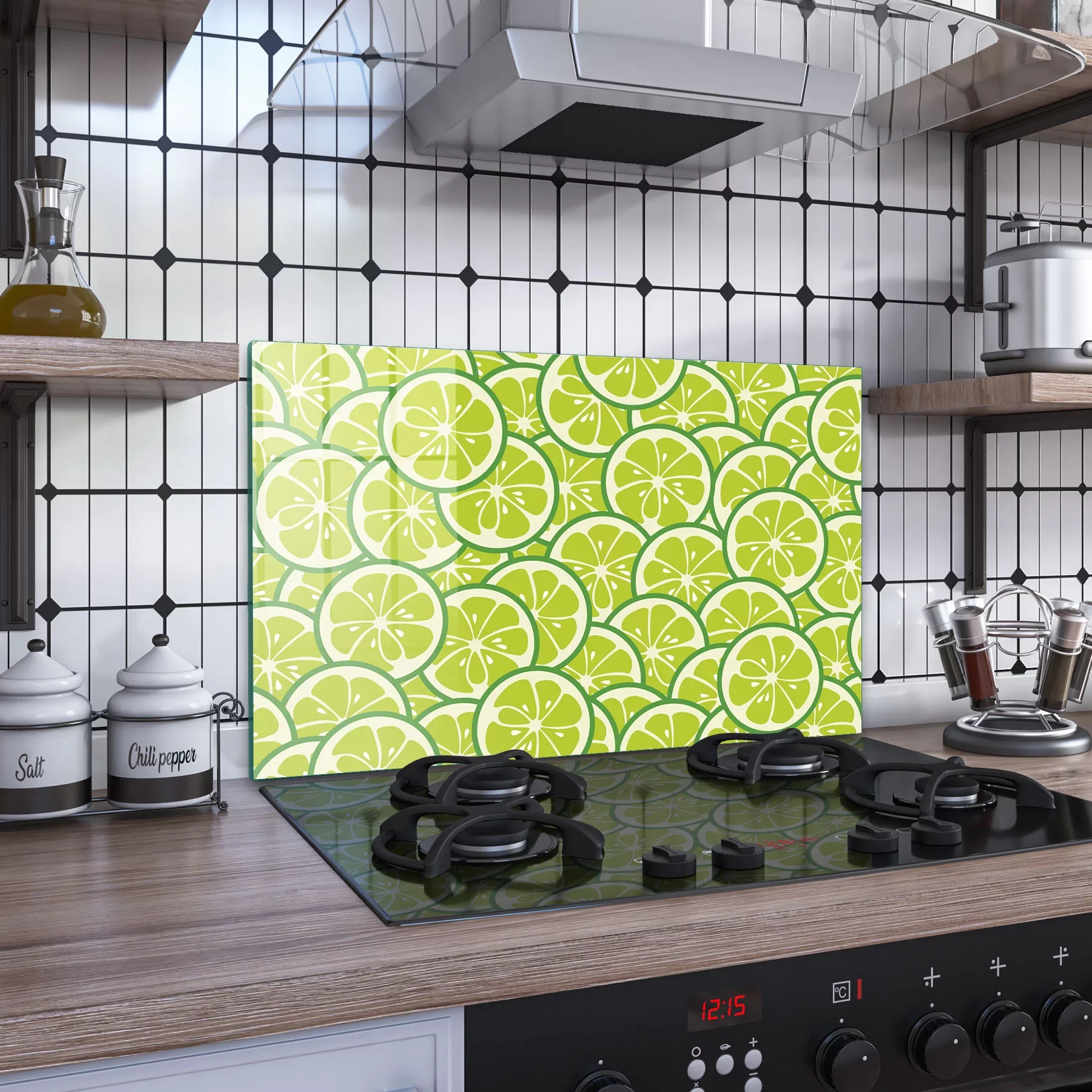 Decovetro Ocak Arkası Koruyucu Misket Limon Desenli 76x50cm