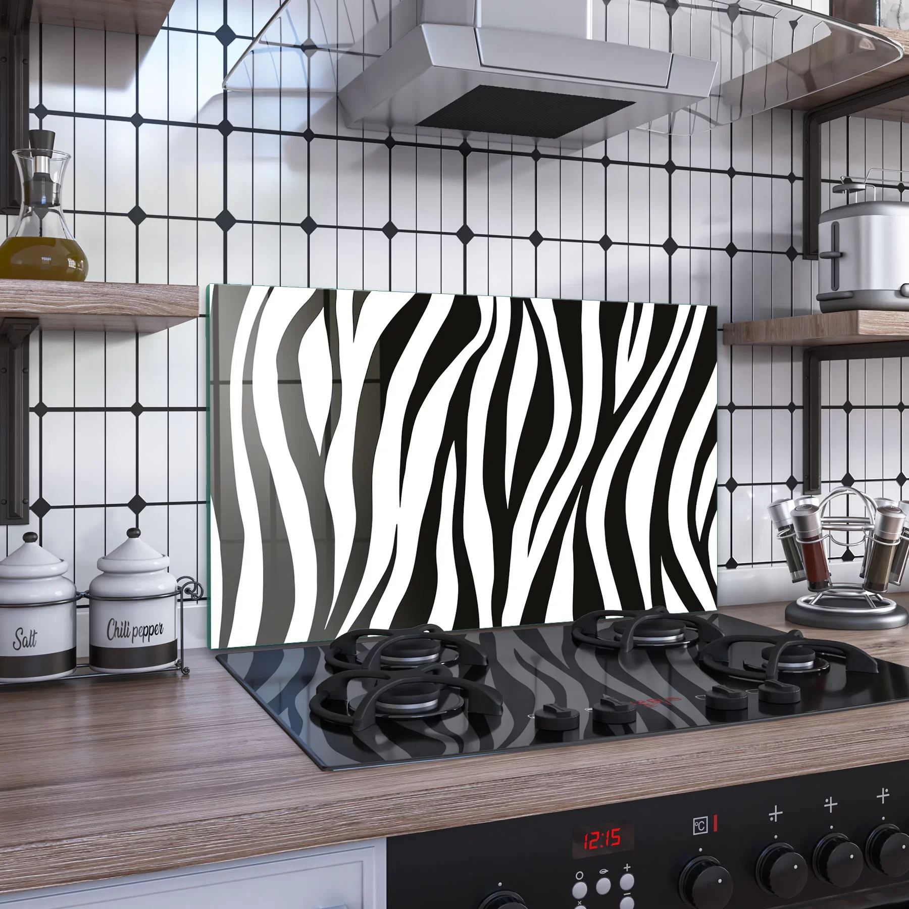 Decovetro Ocak Arkası Koruyucu Zebra Desenli 76x50cm
