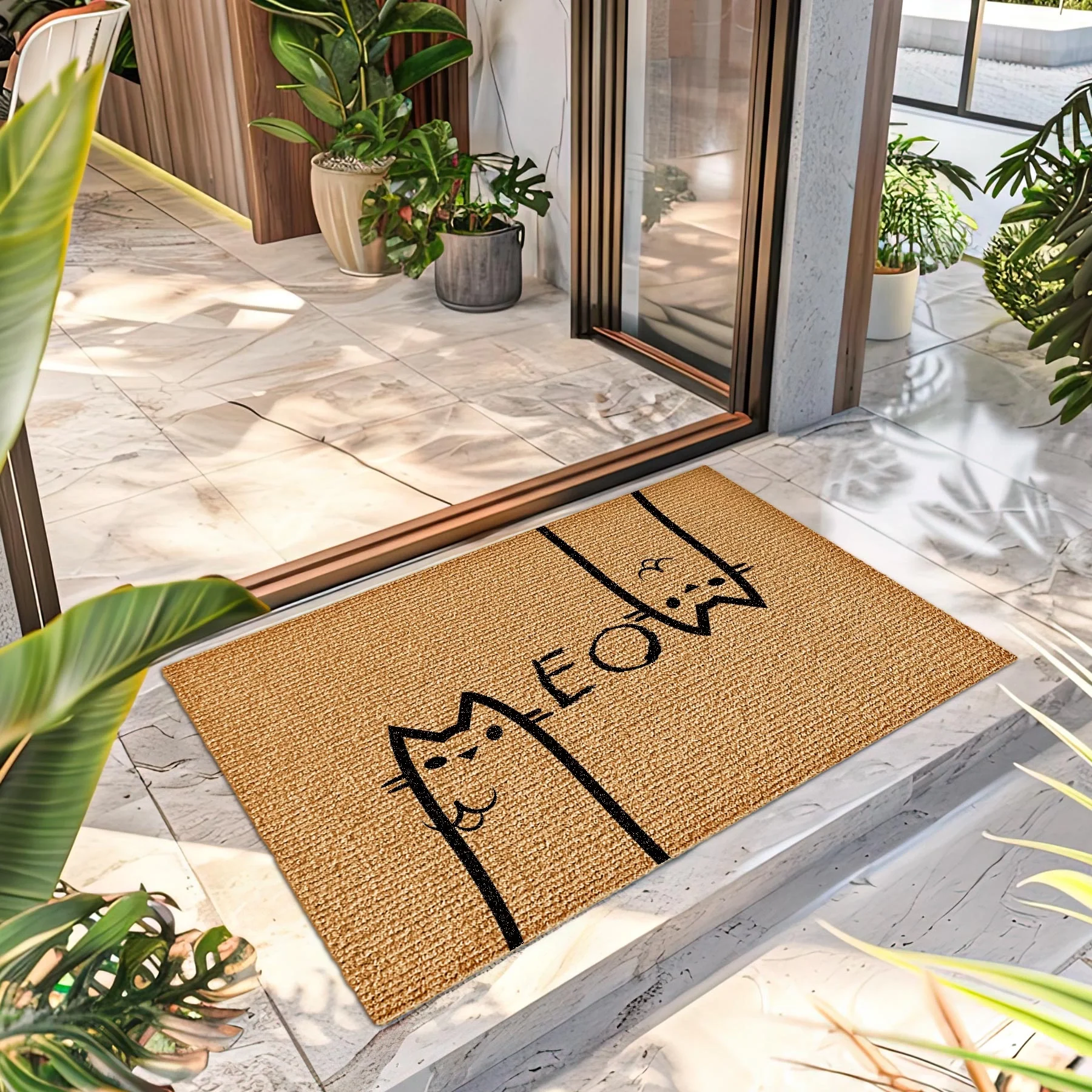 Decovetro Kedi Desenli Kapı Önü Halı Paspas 40 x 60 Cm