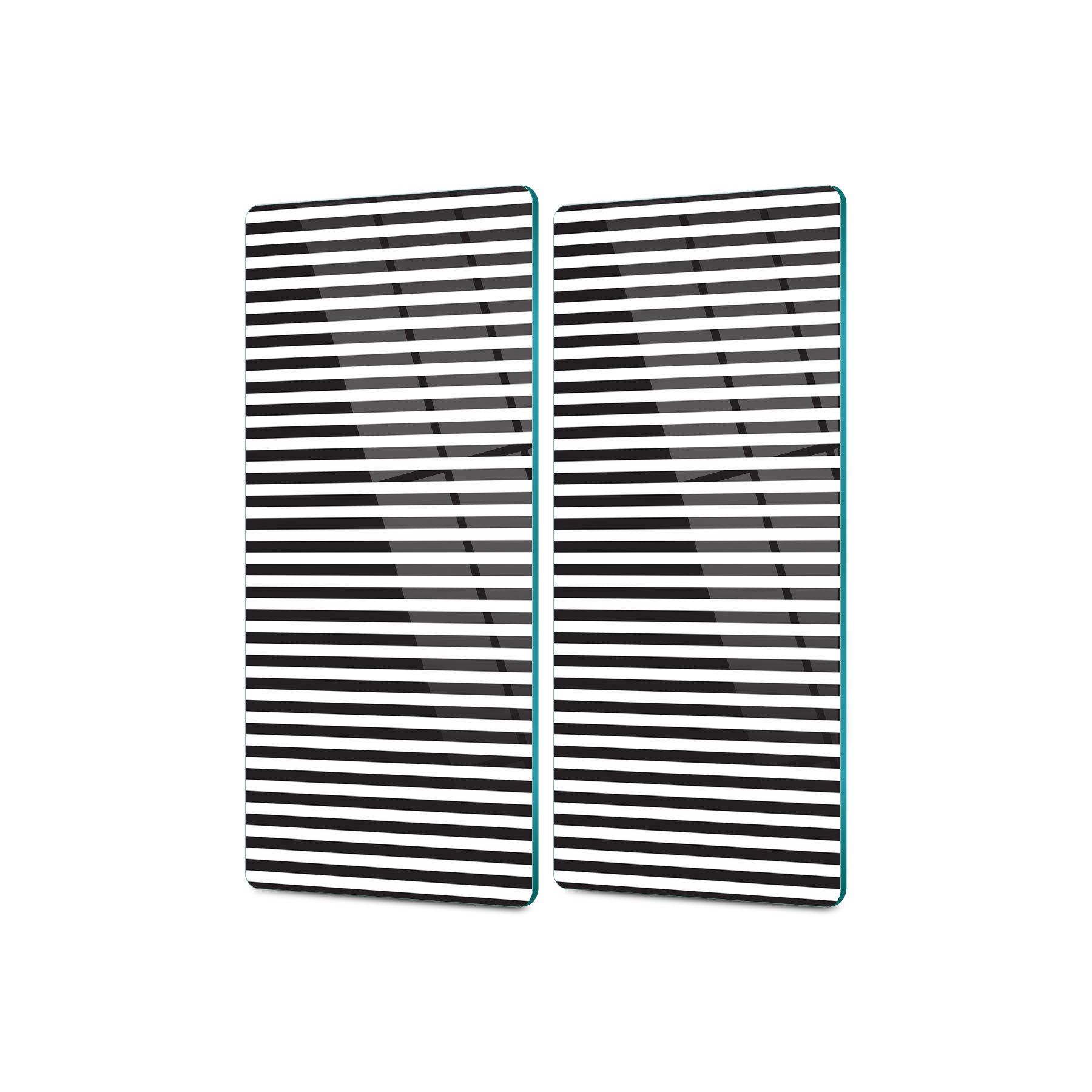 Decovetro Cam Kahve Sofra Sunum Tablası 2'li Set Siyah Beyaz Dikey Çizgi Desenli 30 x 15 Cm