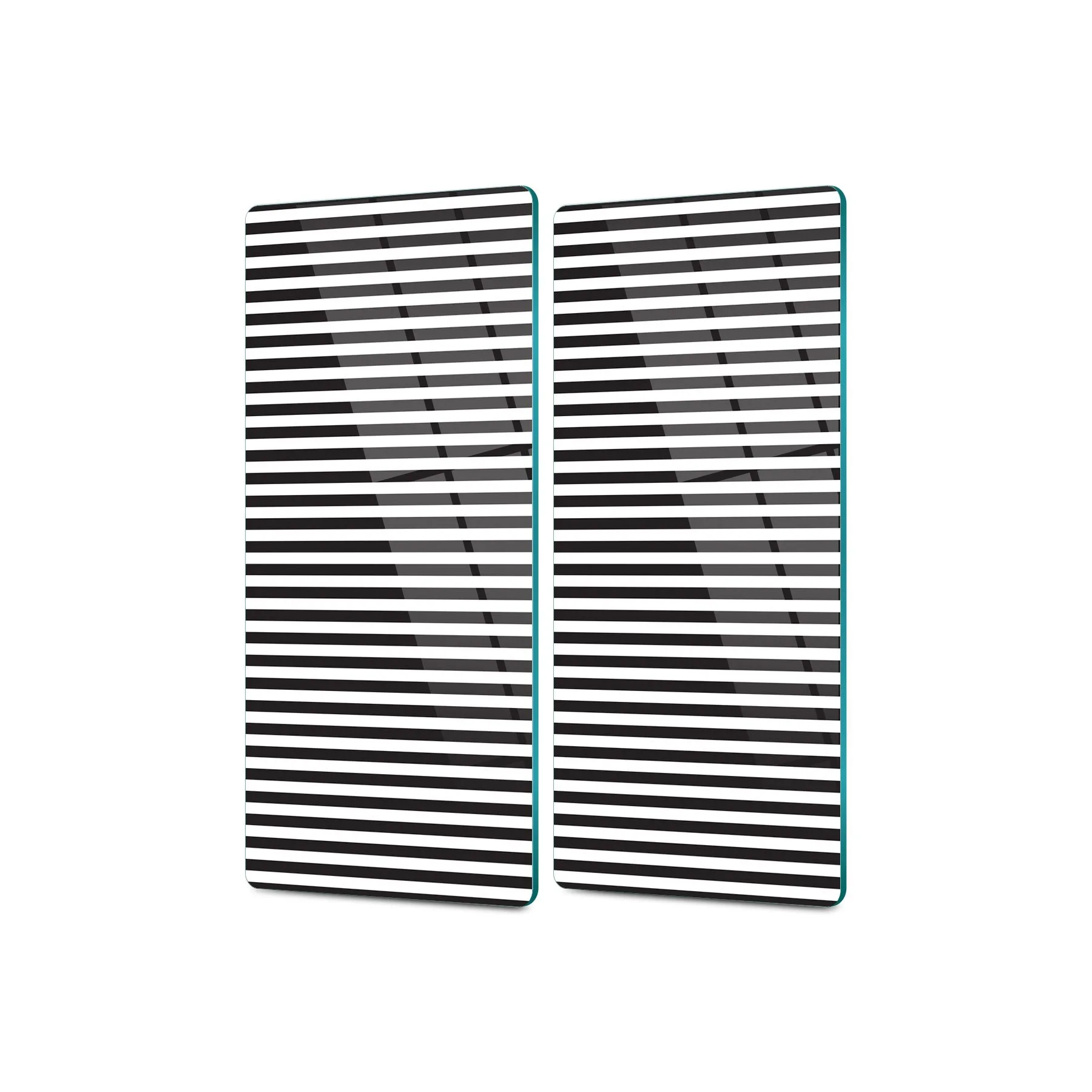 Decovetro Cam Kahve Sofra Sunum Tablası 2'li Set Siyah Beyaz Dikey Çizgi Desenli 30 x 15 Cm