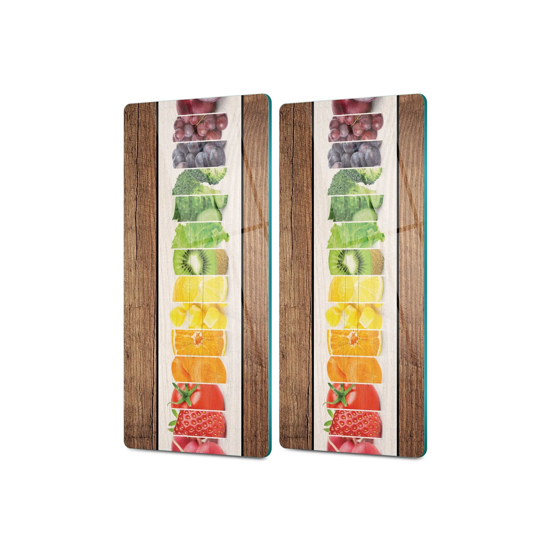 Decovetro Cam Kahve Sofra Sunum Tablası 2'li Set Ahşap Desenli 30 x 15 Cm