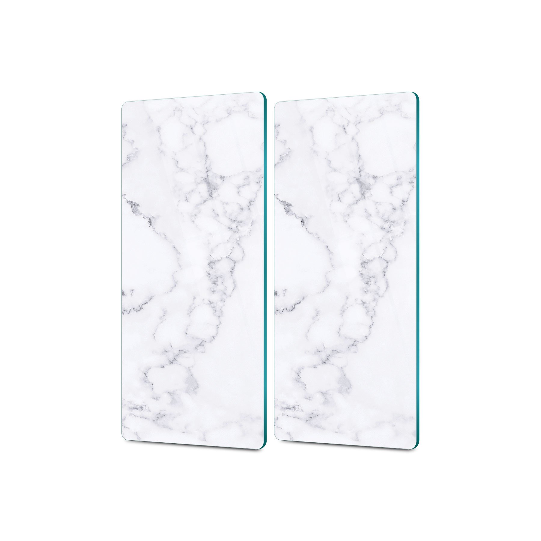 Decovetro Cam Kahve Sofra Sunum Tablası 2'li Set Beyaz Mermer Desenli 30 x 15 Cm