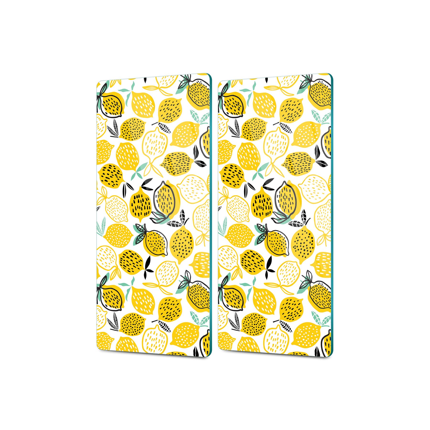Decovetro Cam Kahve Sofra Sunum Tablası 2'li Set Limon Desenli 30 x 15 Cm