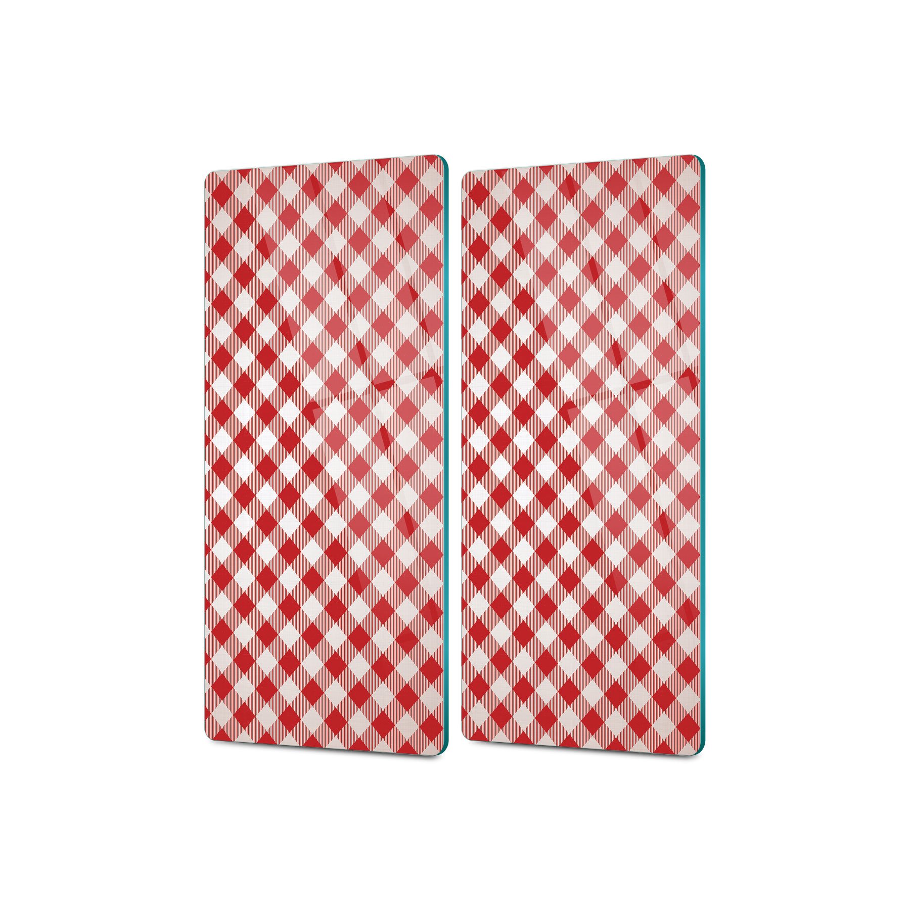 Decovetro Cam Kahve Sofra Sunum Tablası 2'li Set Kırmızı Buffalo pötikare Desenli 30 x 15 Cm