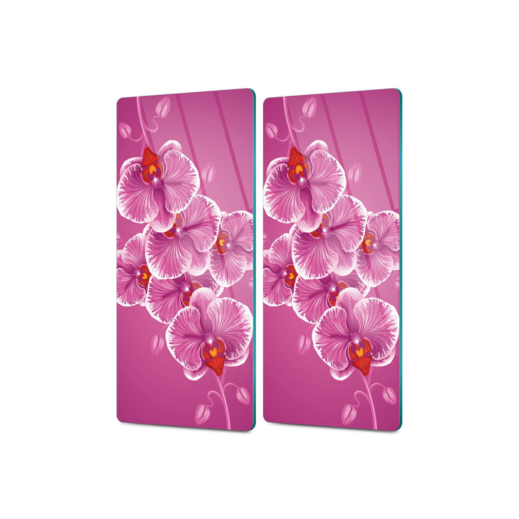 Decovetro Cam Kahve Sofra Sunum Tablası 2'li Set Vintage Orkide Desenli 30 x 15 Cm