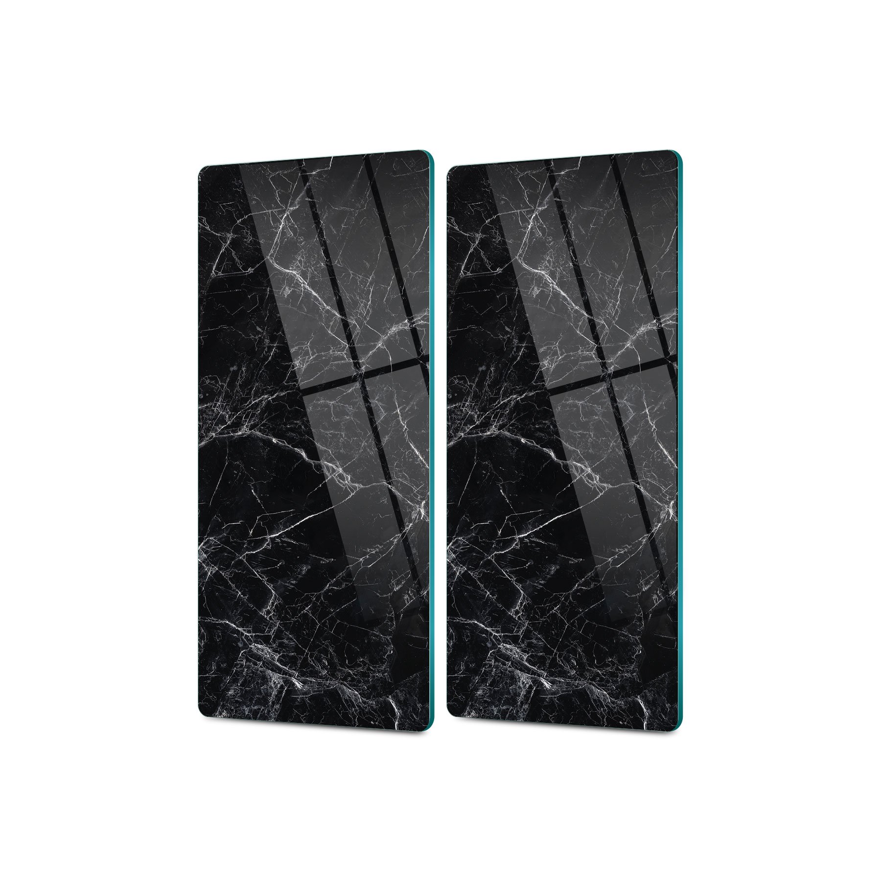 Decovetro Kahve Sunum Tablası 2'li Set Siyah Beyaz Mermer Desenli 30 x 15 Cm