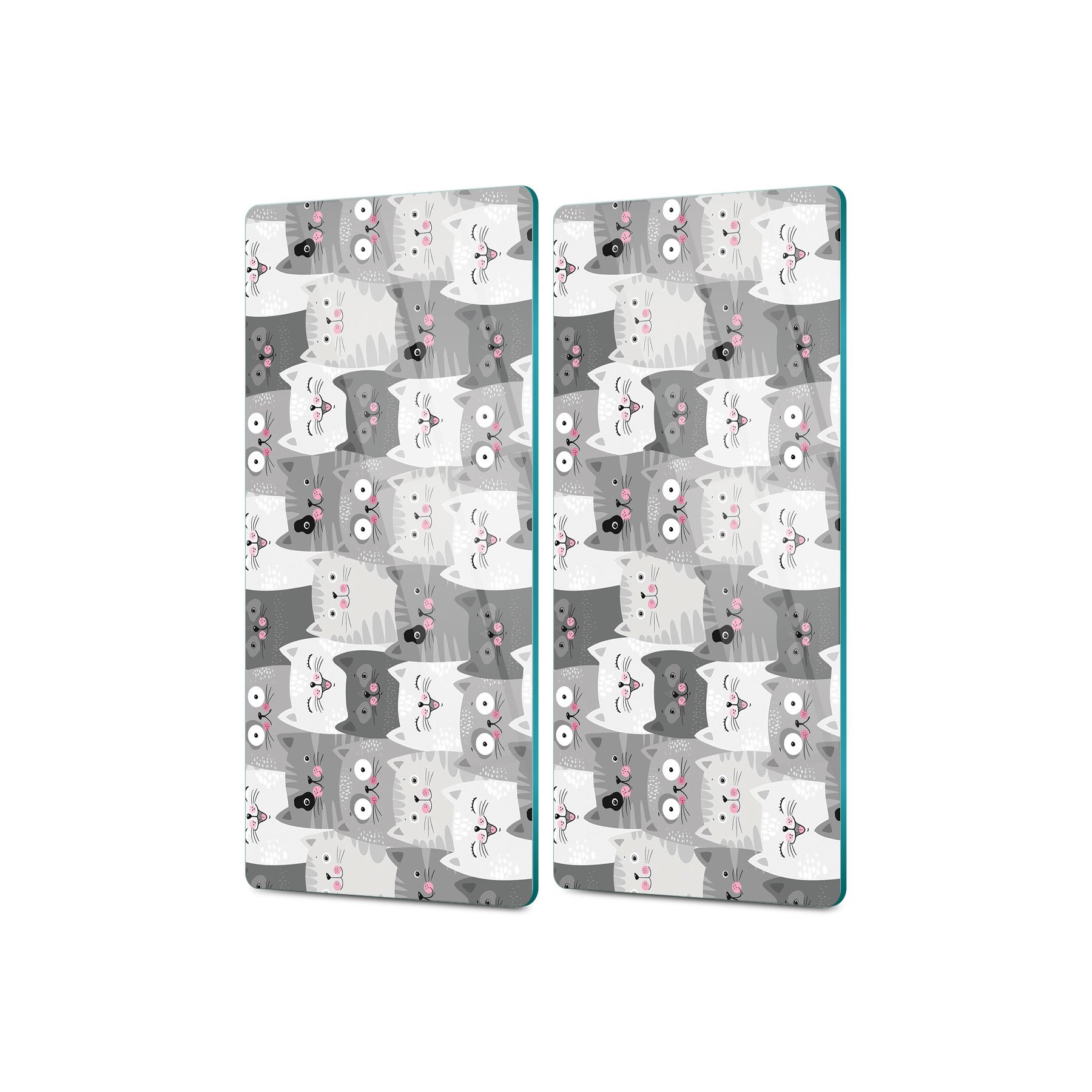 Decovetro Cam Kahve Sofra Sunum Tablası 2'li Set Sevimli Kediler 30 x 15 Cm