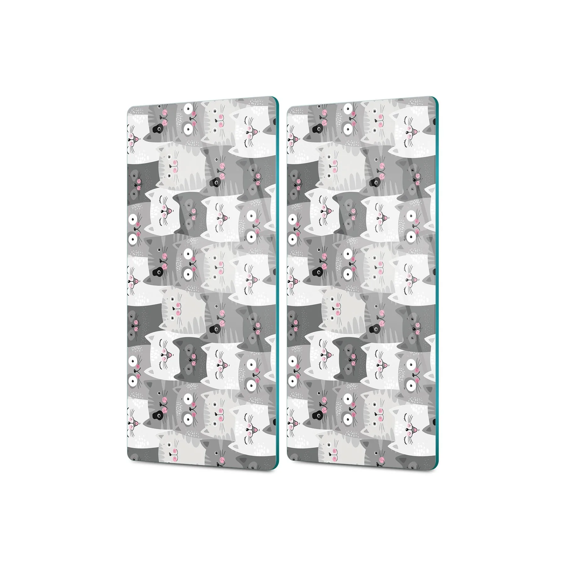 Decovetro Cam Kahve Sofra Sunum Tablası 2'li Set Sevimli Kediler 30 x 15 Cm