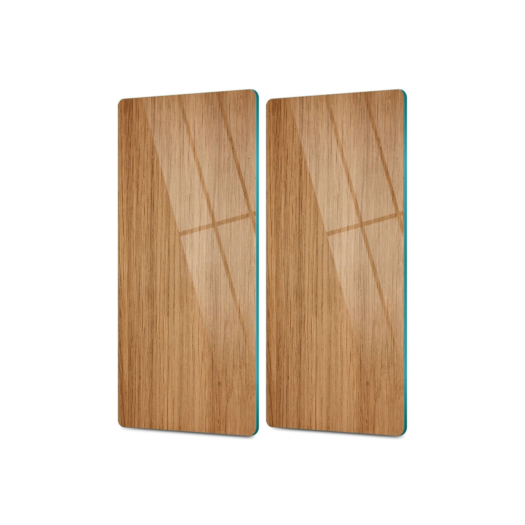 Decovetro Cam Kahve Sofra Sunum Tablası 2'li Set Ahşap Meşe Desenli 30 x 15 Cm