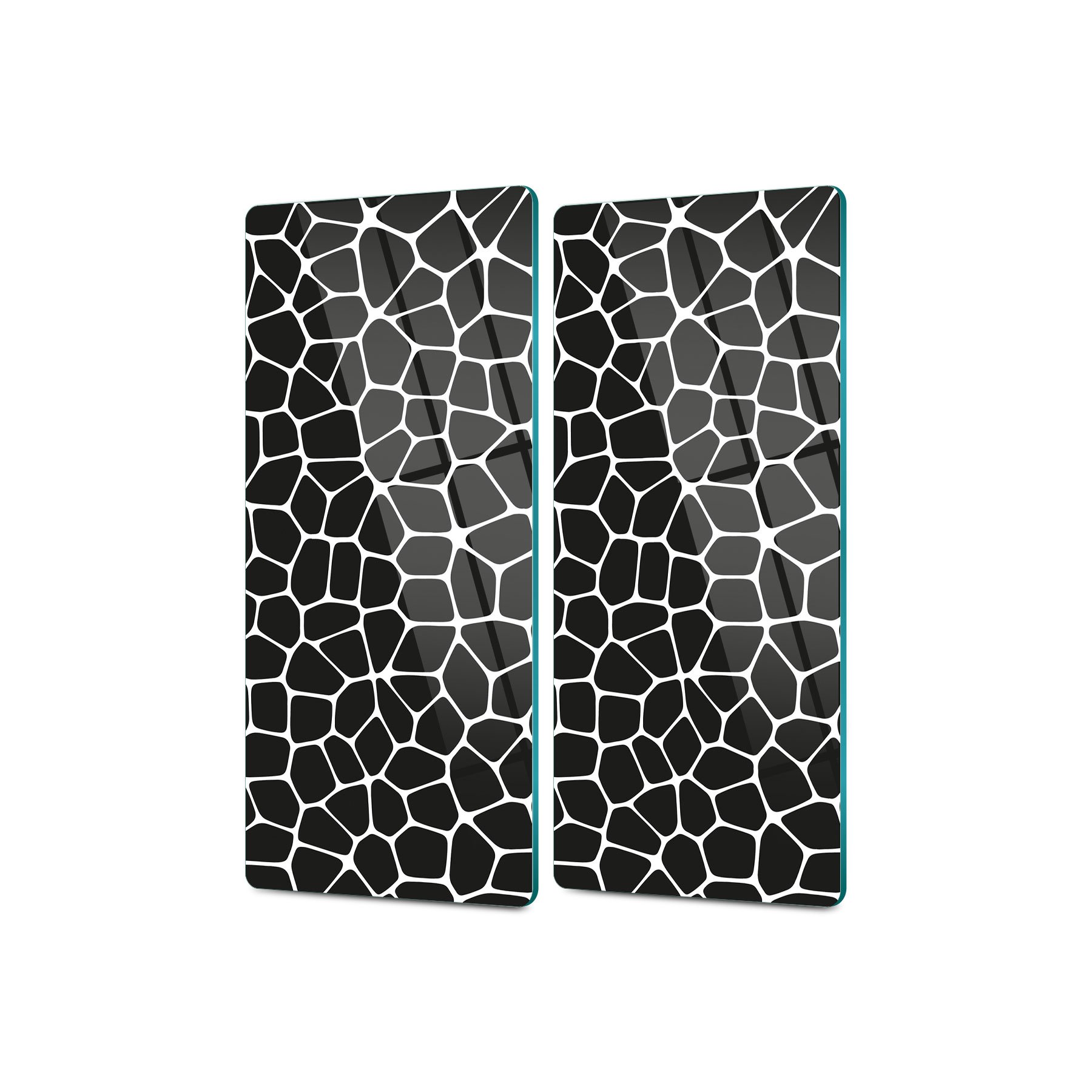 Decovetro Cam Kahve Sofra Sunum Tablası 2'li Set Siyah Geleneksel Çizgi Desenli 30 x 15 Cm