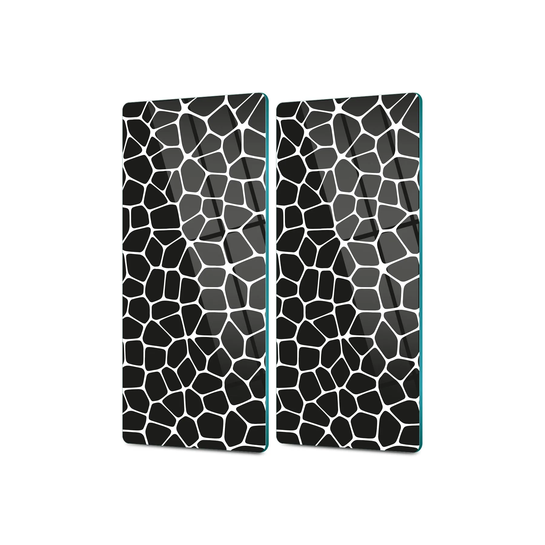 Decovetro Cam Kahve Sofra Sunum Tablası 2'li Set Siyah Geleneksel Çizgi Desenli 30 x 15 Cm