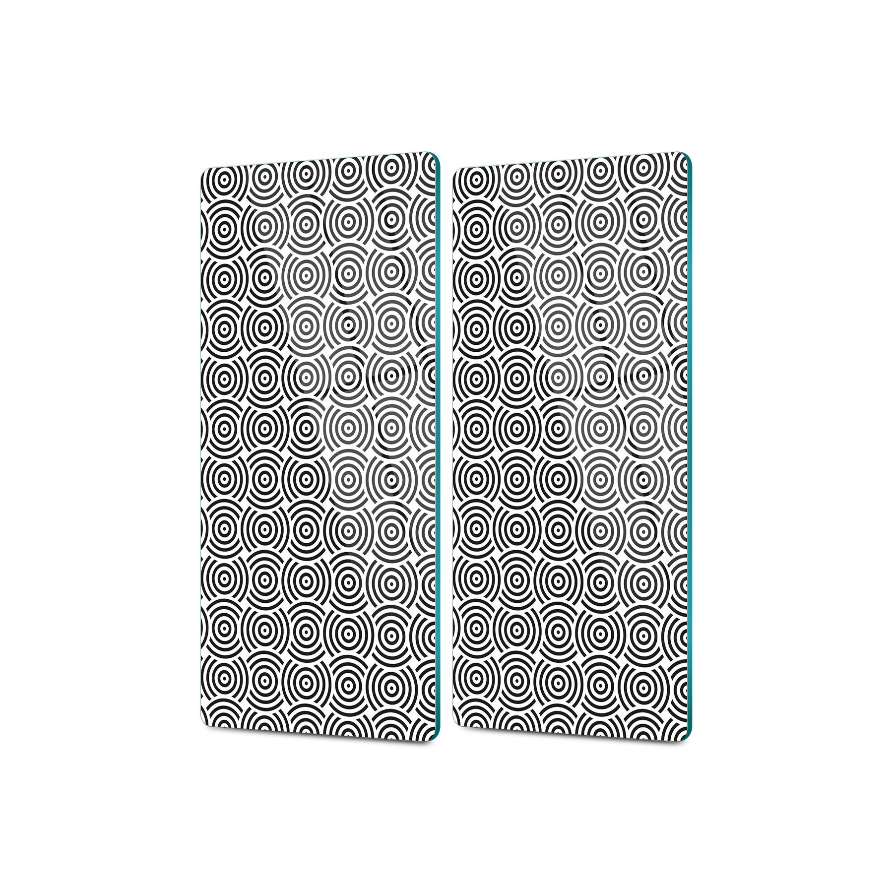 Decovetro Cam Kahve Sofra Sunum Tablası 2'li Set Siyah Yuvarlak Çizgi Desenli 30 x 15 Cm