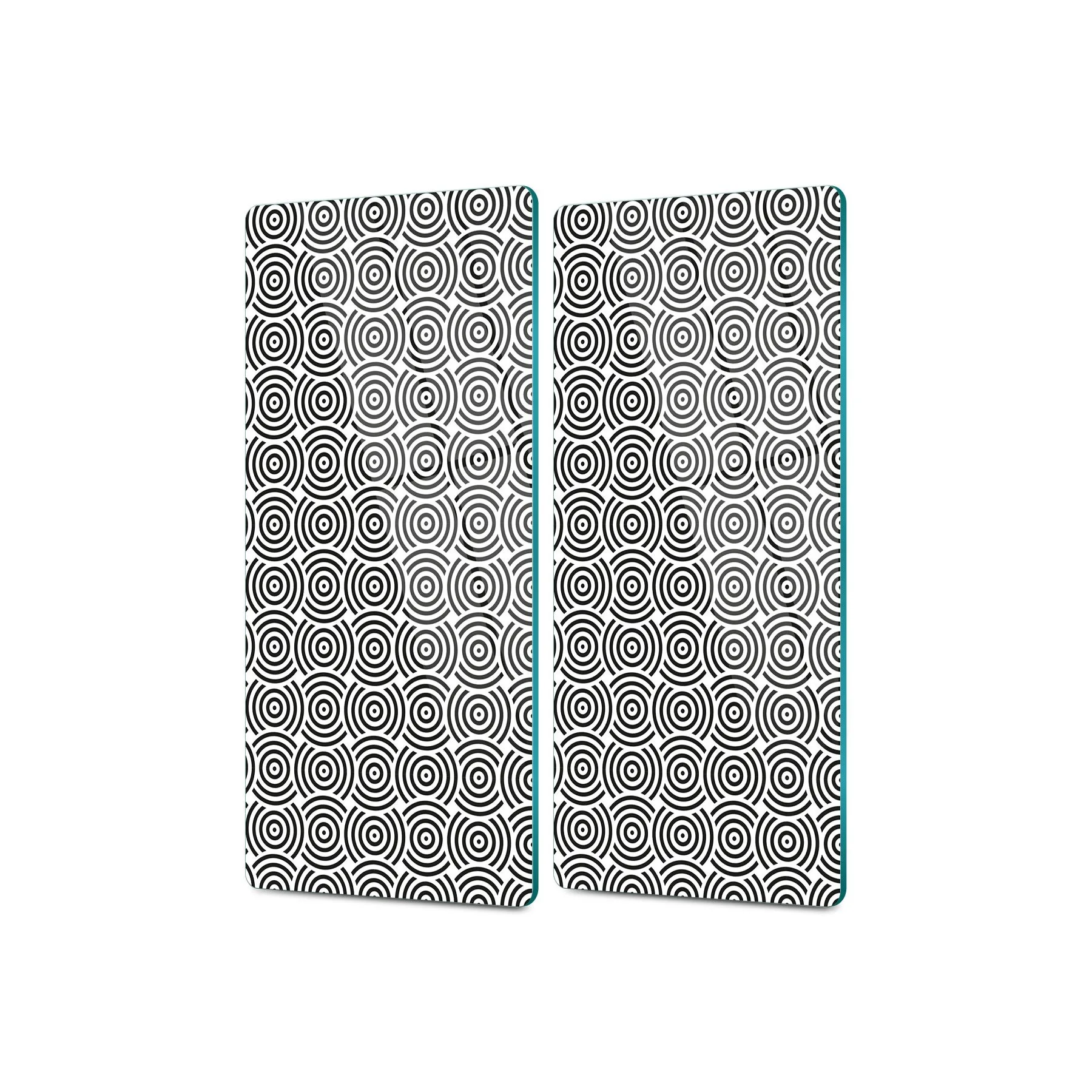 Decovetro Cam Kahve Sofra Sunum Tablası 2'li Set Siyah Yuvarlak Çizgi Desenli 30 x 15 Cm