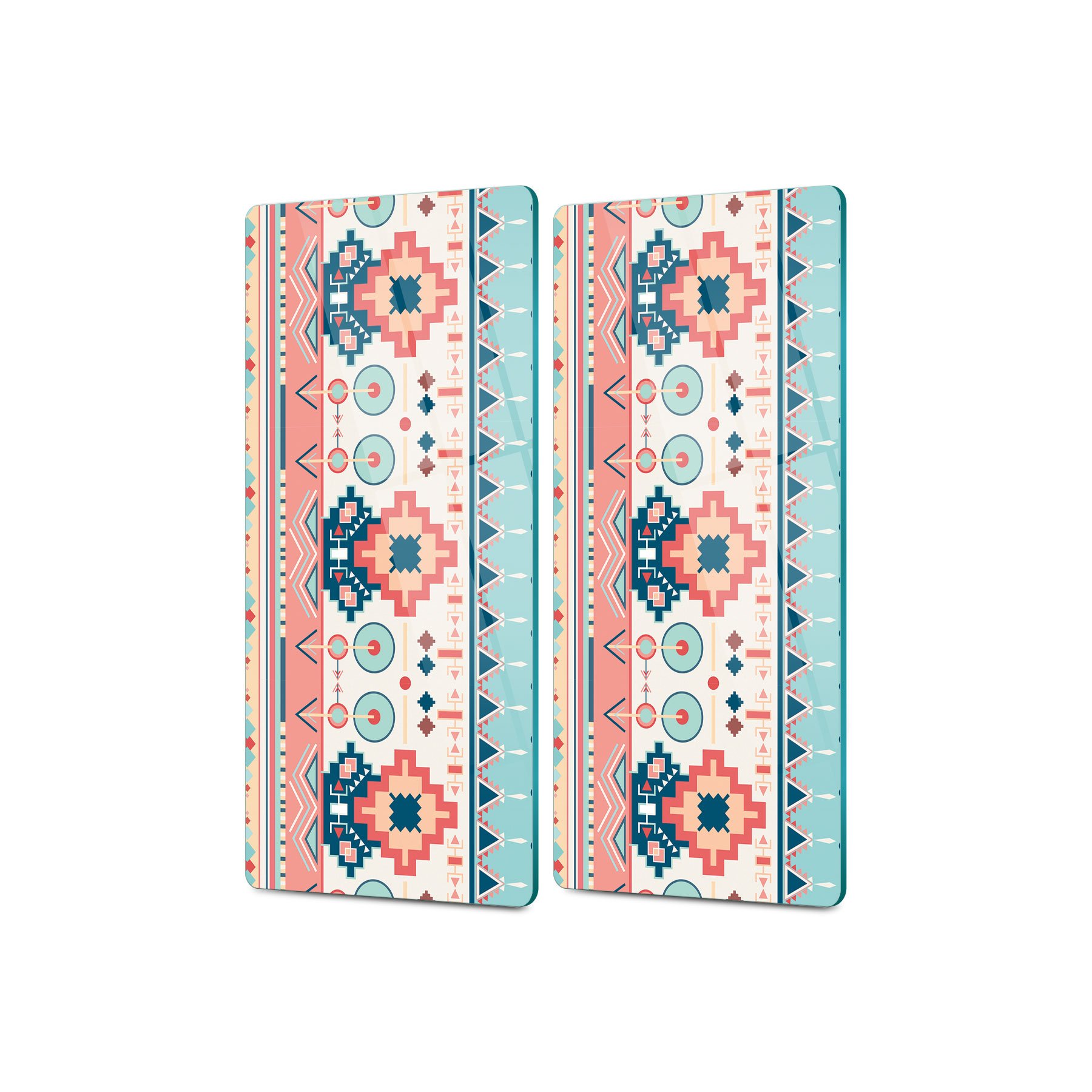 Decovetro Cam Kahve Sofra Sunum Tablası 2'li Set Geleneksel Çiçek Motifi Desenli 30 x 15 Cm