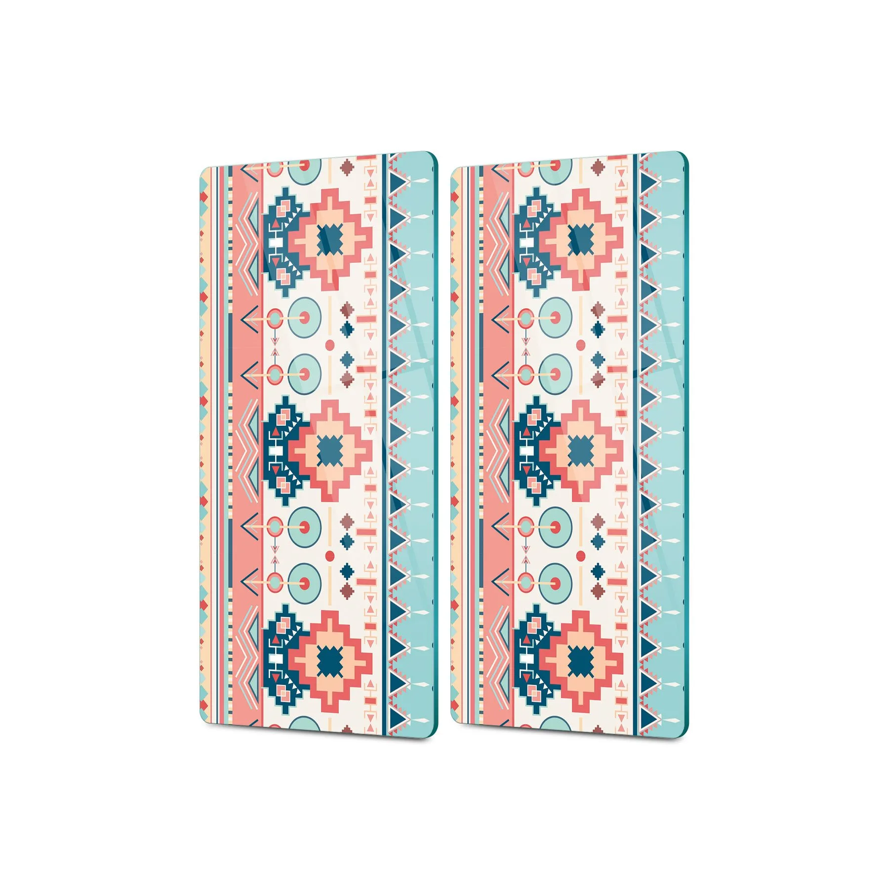 Decovetro Cam Kahve Sofra Sunum Tablası 2'li Set Geleneksel Çiçek Motifi Desenli 30 x 15 Cm