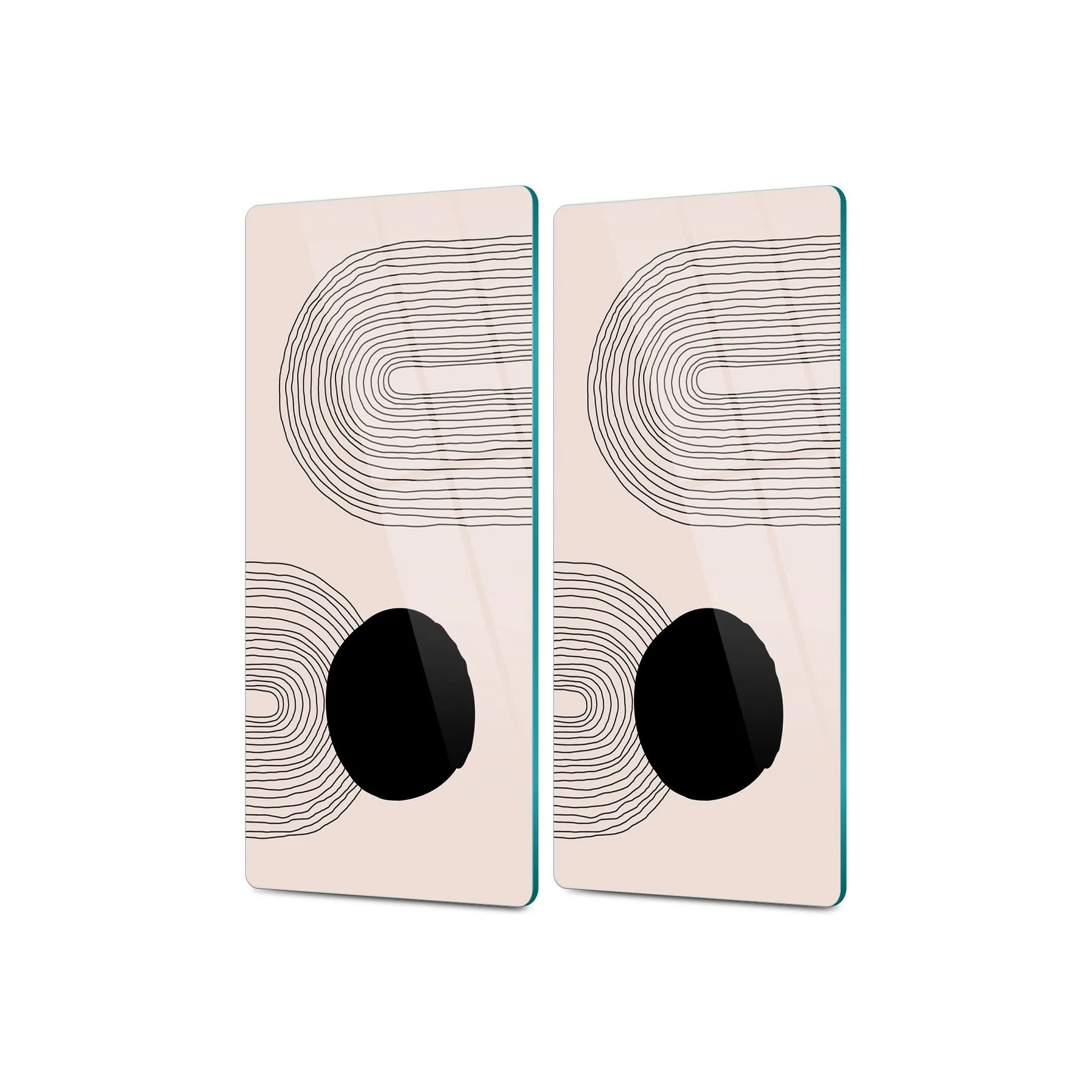 Decovetro Cam Kahve Sofra Sunum Tablası 2'li Set Retro Karışık Çizgi Desenli 30 x 15 Cm