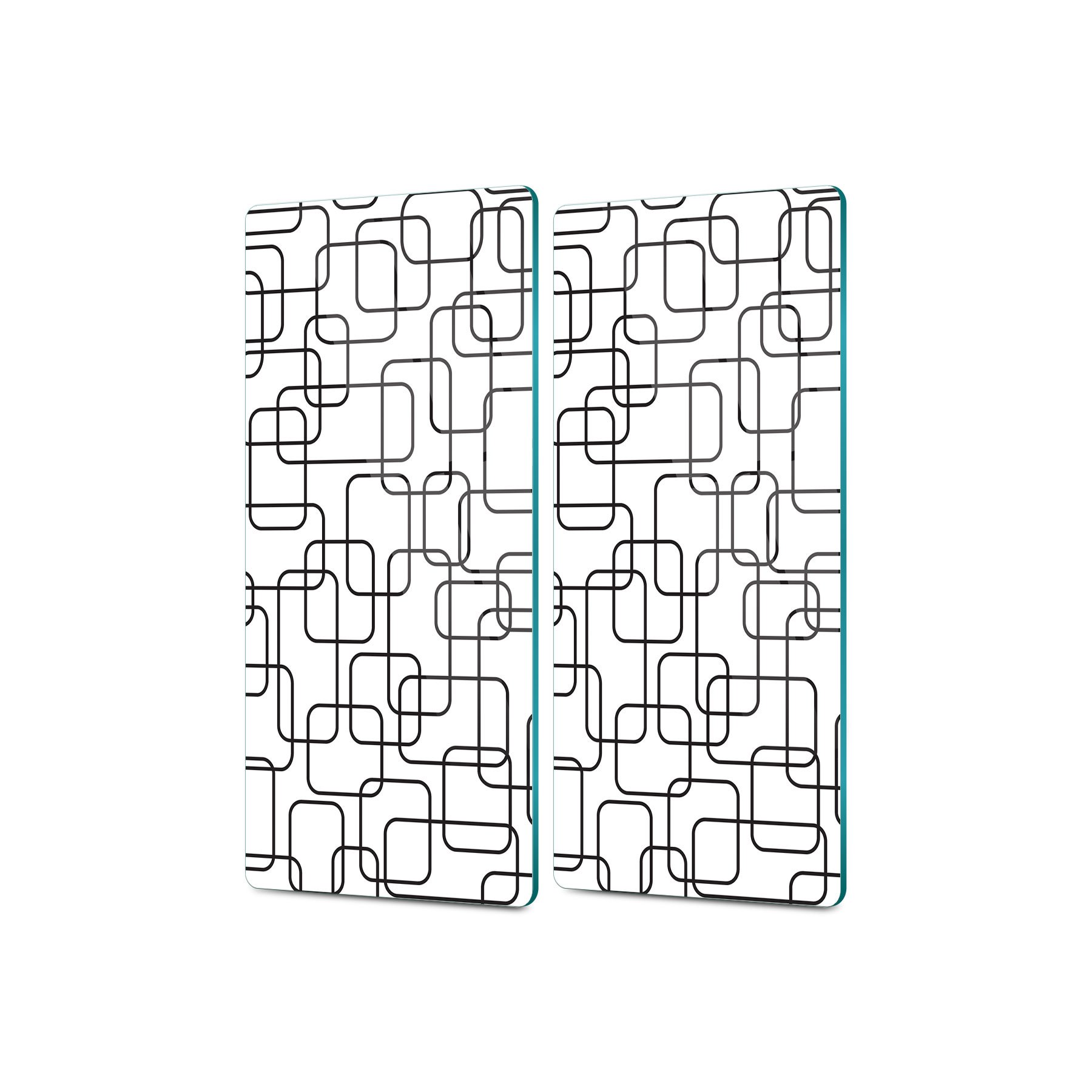 Decovetro Cam Kahve Sofra Sunum Tablası 2'li Set Siyah Beyaz Çizgiler 30 x 15 Cm