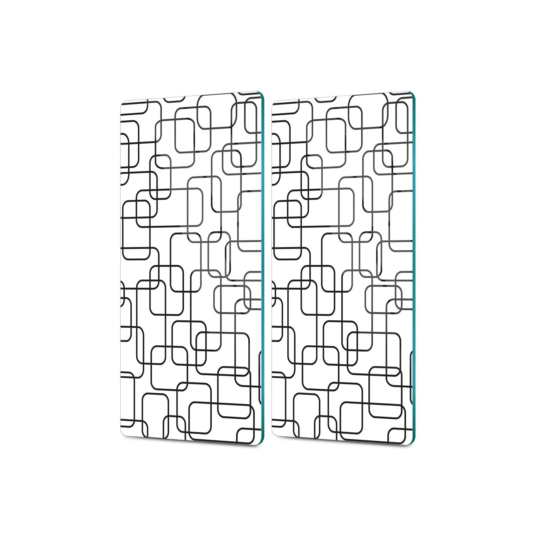 Decovetro Cam Kahve Sofra Sunum Tablası 2'li Set Siyah Beyaz Çizgiler 30 x 15 Cm
