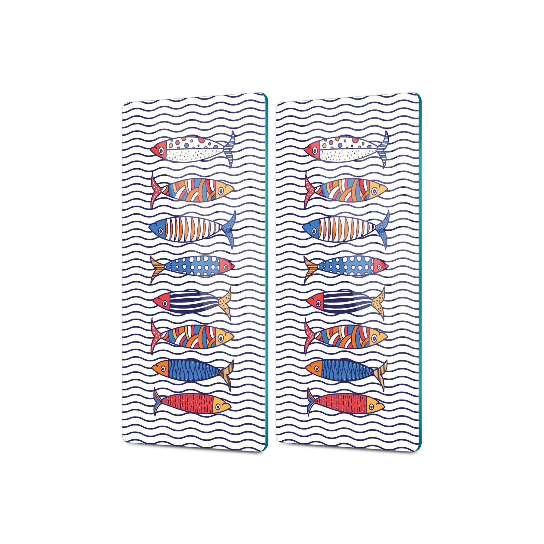 Decovetro Cam Kahve Sofra Sunum Tablası 2'li Set Marine Sardini 30 x 15 Cm