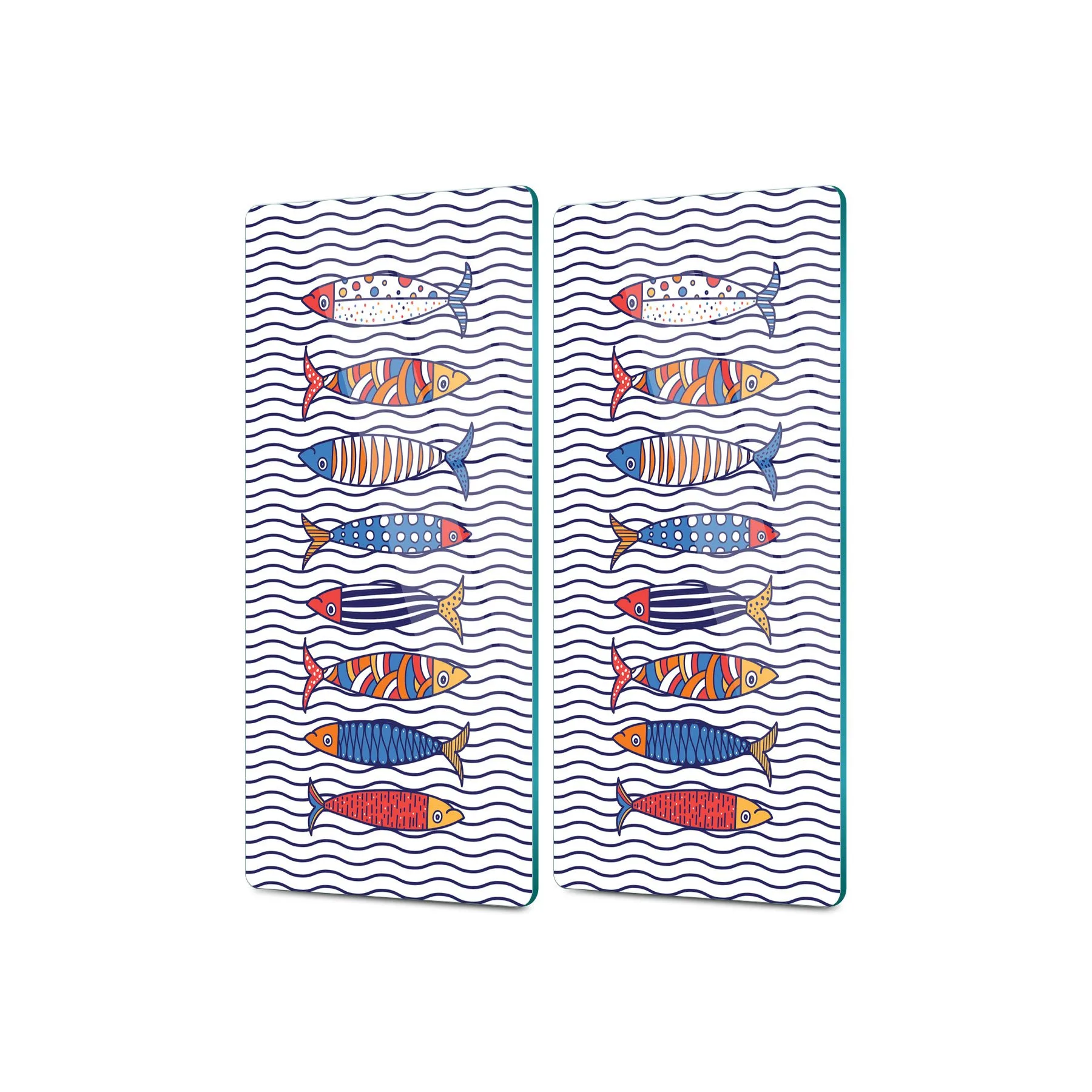 Decovetro Cam Kahve Sofra Sunum Tablası 2'li Set Marine Sardini 30 x 15 Cm