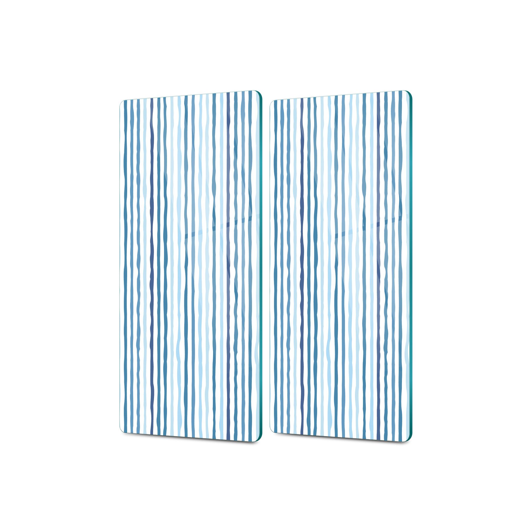 Decovetro Cam Kahve Sofra Sunum Tablası 2'li Set Marine Wave Lines 30 x 15 Cm
