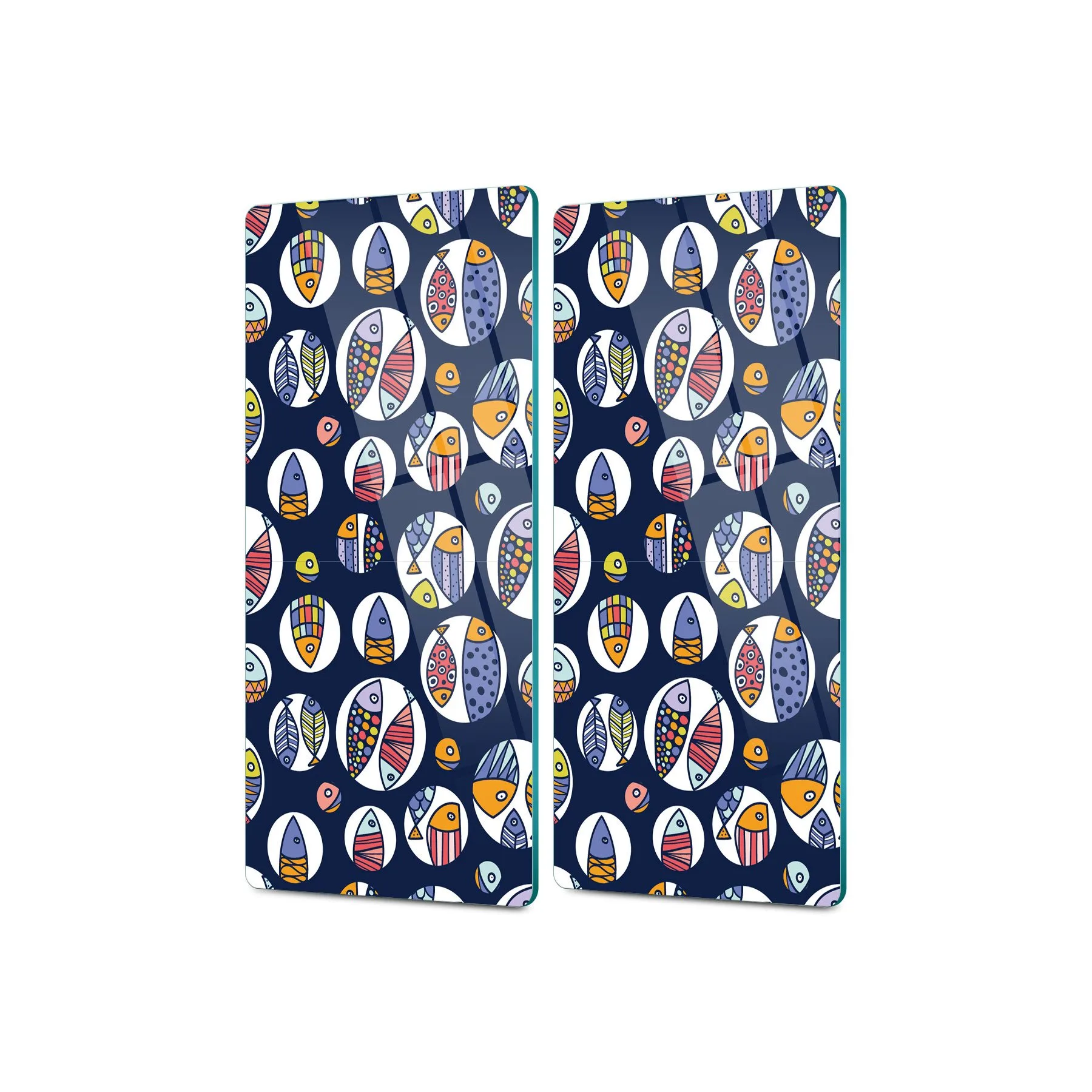 Decovetro Cam Kahve Sofra Sunum Tablası 2'li Set Marine Fish Buble 30 x 15 Cm