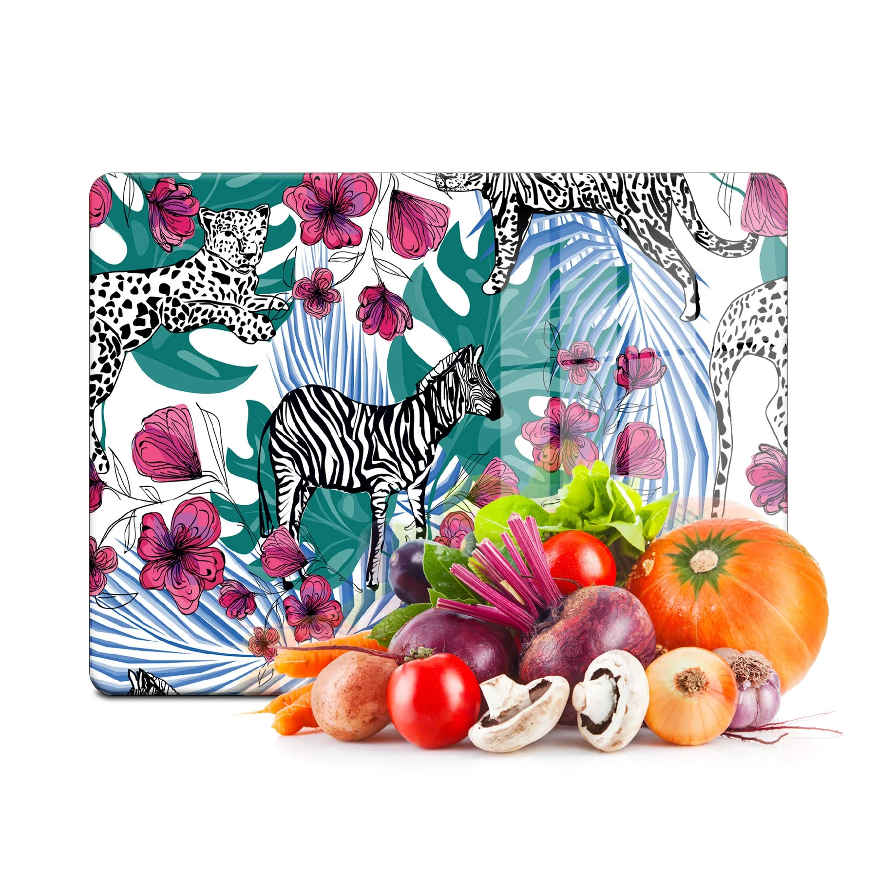 Decovetro Cam Kesme Tahtası ve Sunumluk Vintage Zebra Desenli 30x40 Cm