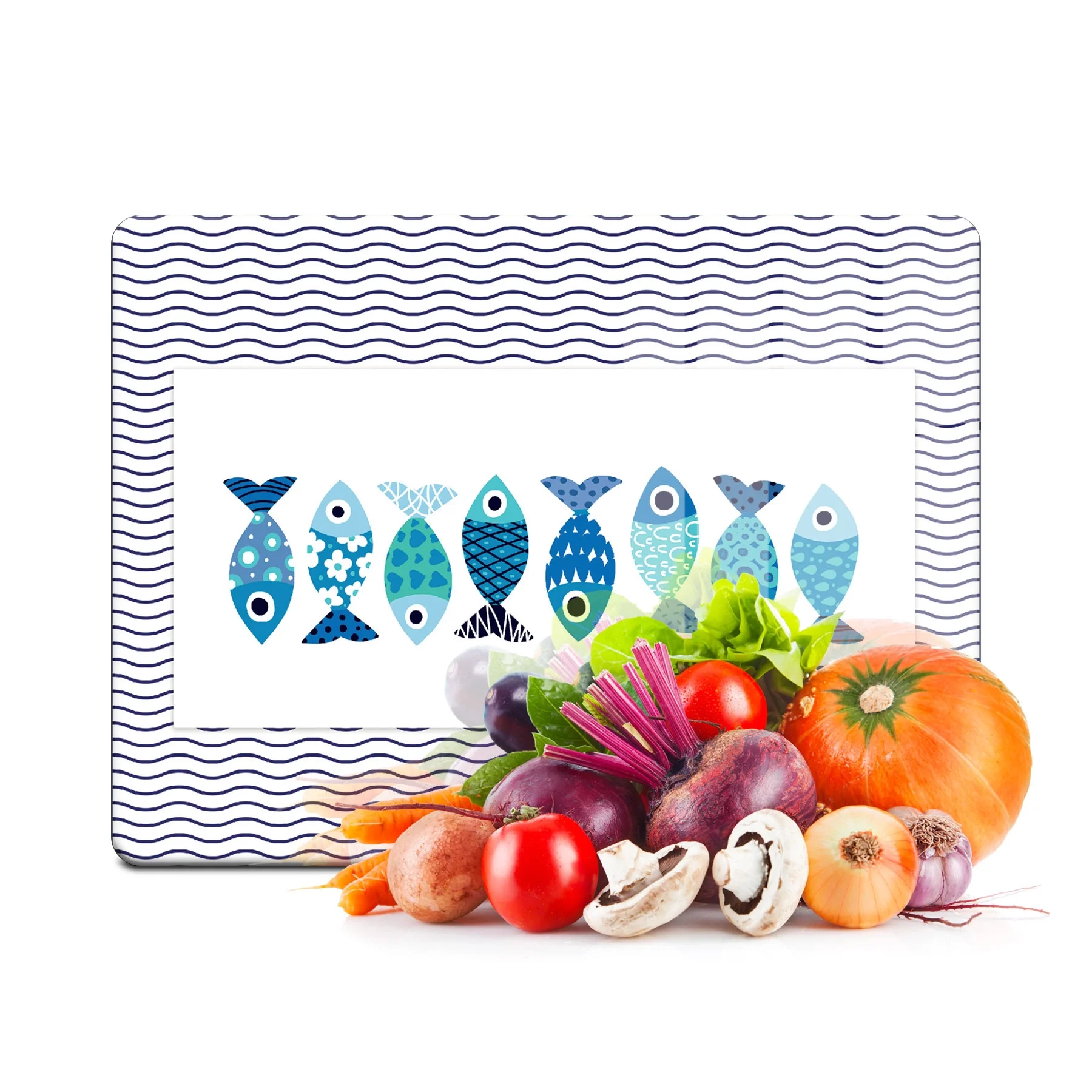 Decovetro Cam Kesme Tahtası ve Sunumluk Marine Cute Fish 30x40 Cm