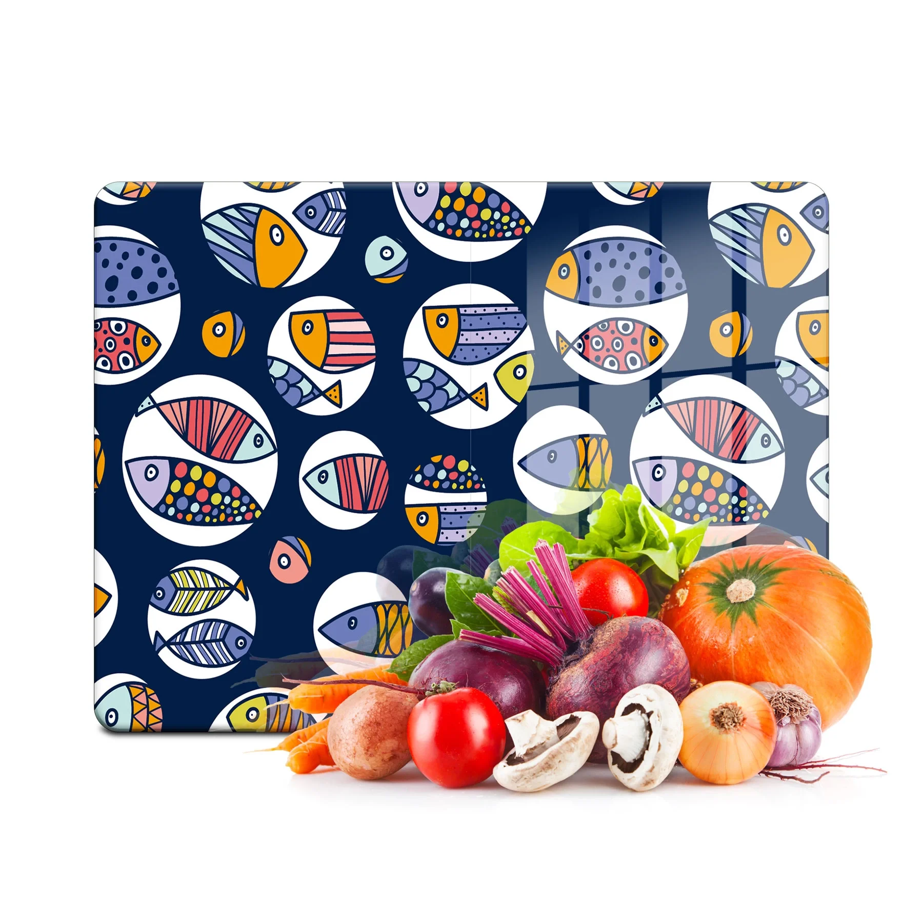 Decovetro Cam Kesme Tahtası ve Sunumluk Marine Fish Buble 30x40 Cm