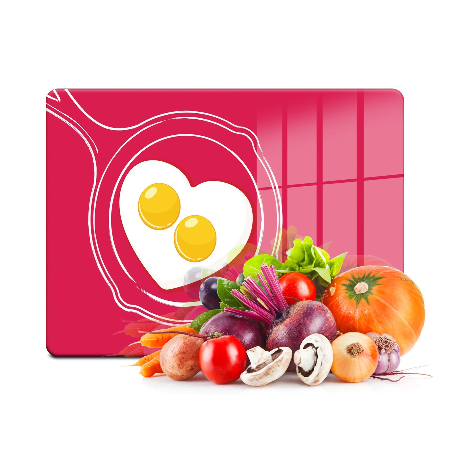 Decovetro Cam Kesme Tahtası ve Sunumluk Aşk Yumurtası Desenli 20x30 Cm